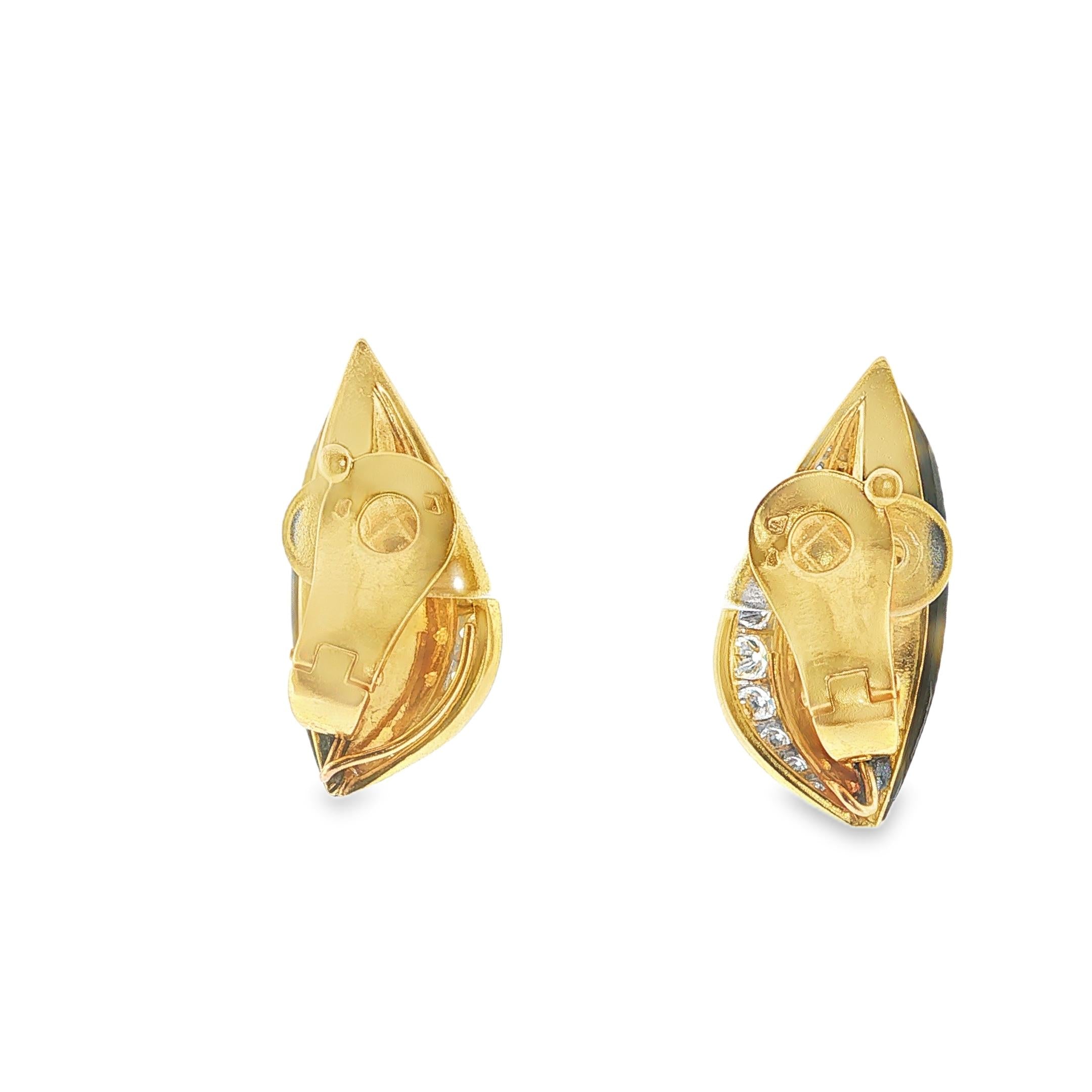 Fred Fluted Onyx Diamond Earrings in 18K Gold