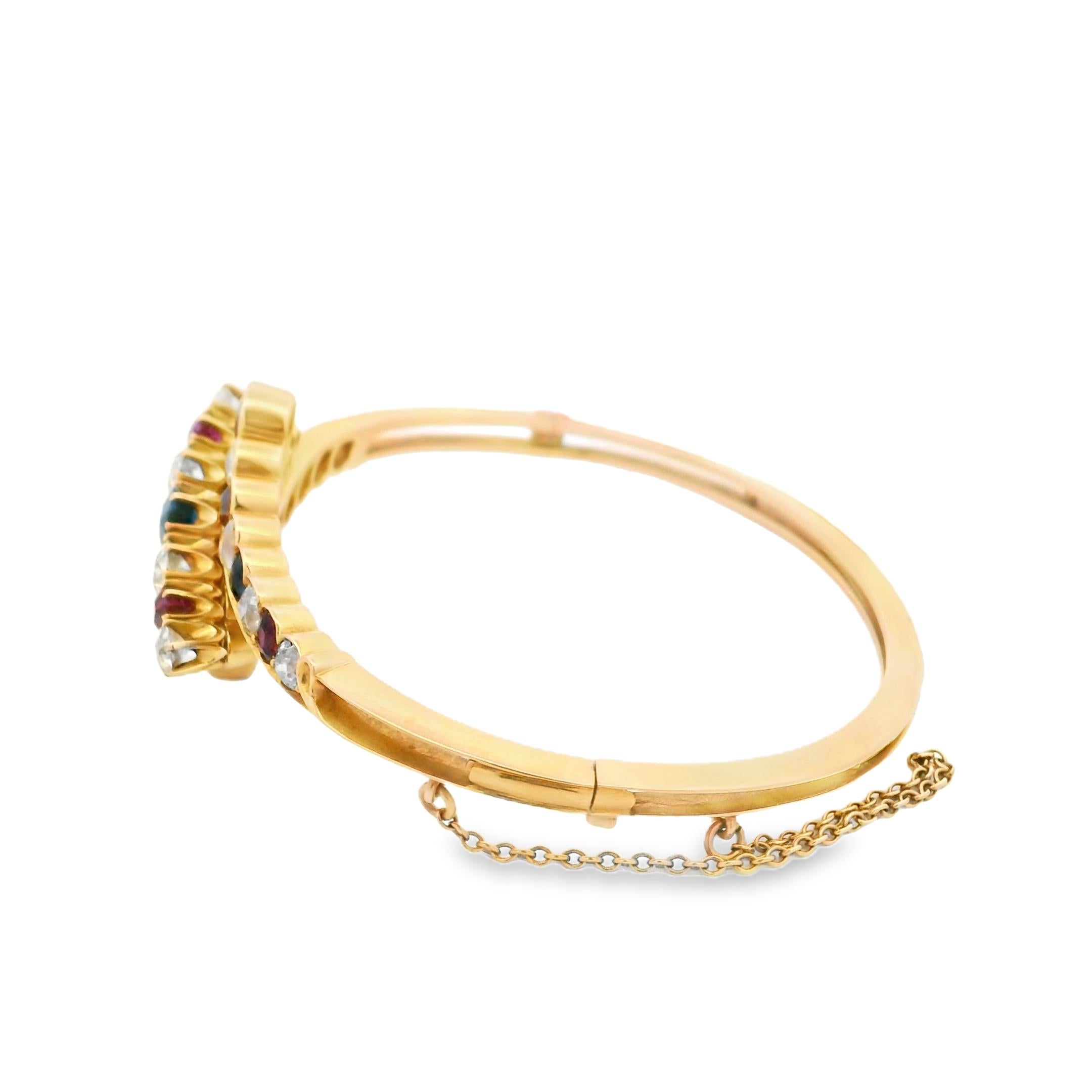 Jacques & Marcus Diamond Sapphire Ruby Bangle In 18K Gold