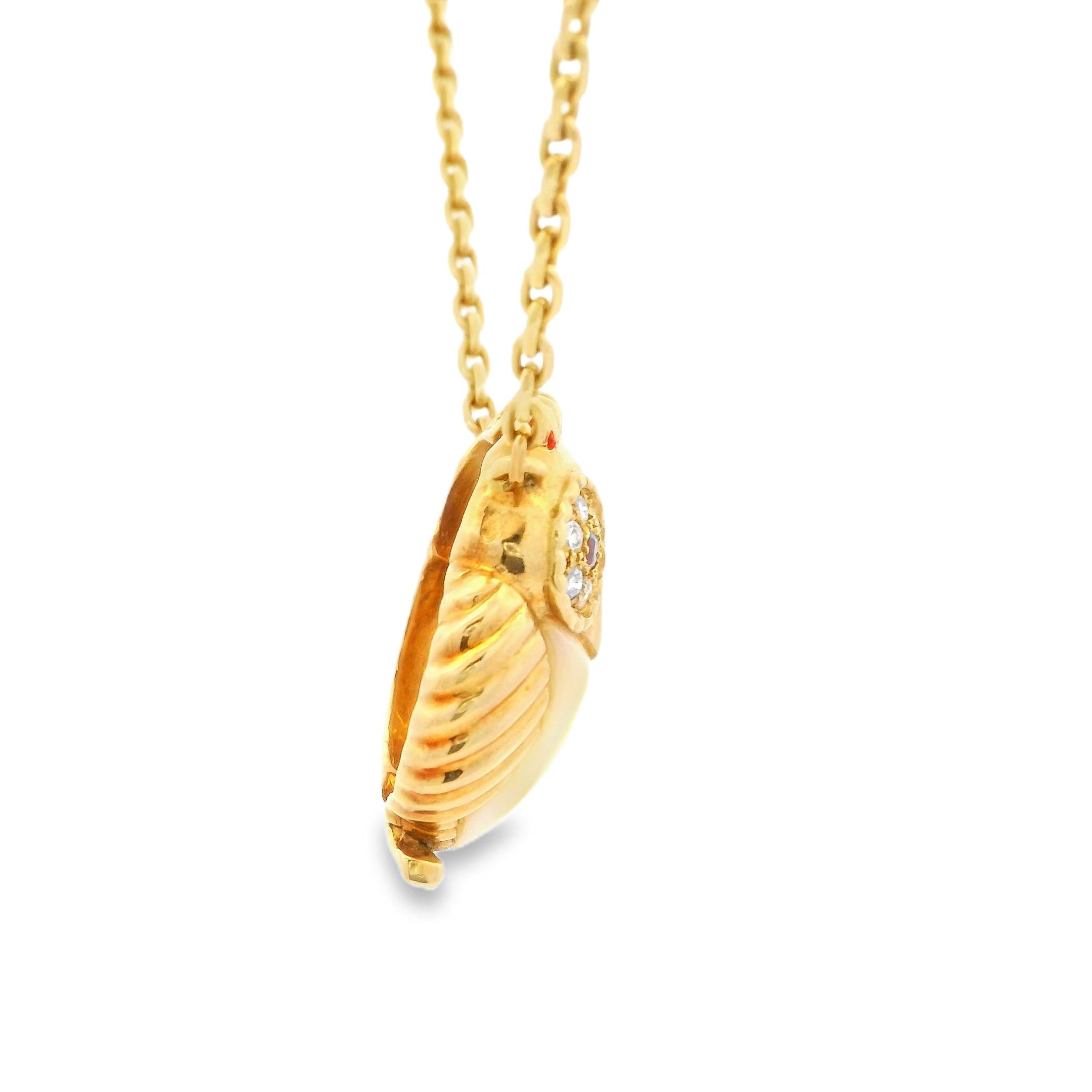 Van Cleef & Arpels Owl Pendant Necklace In 18K Gold