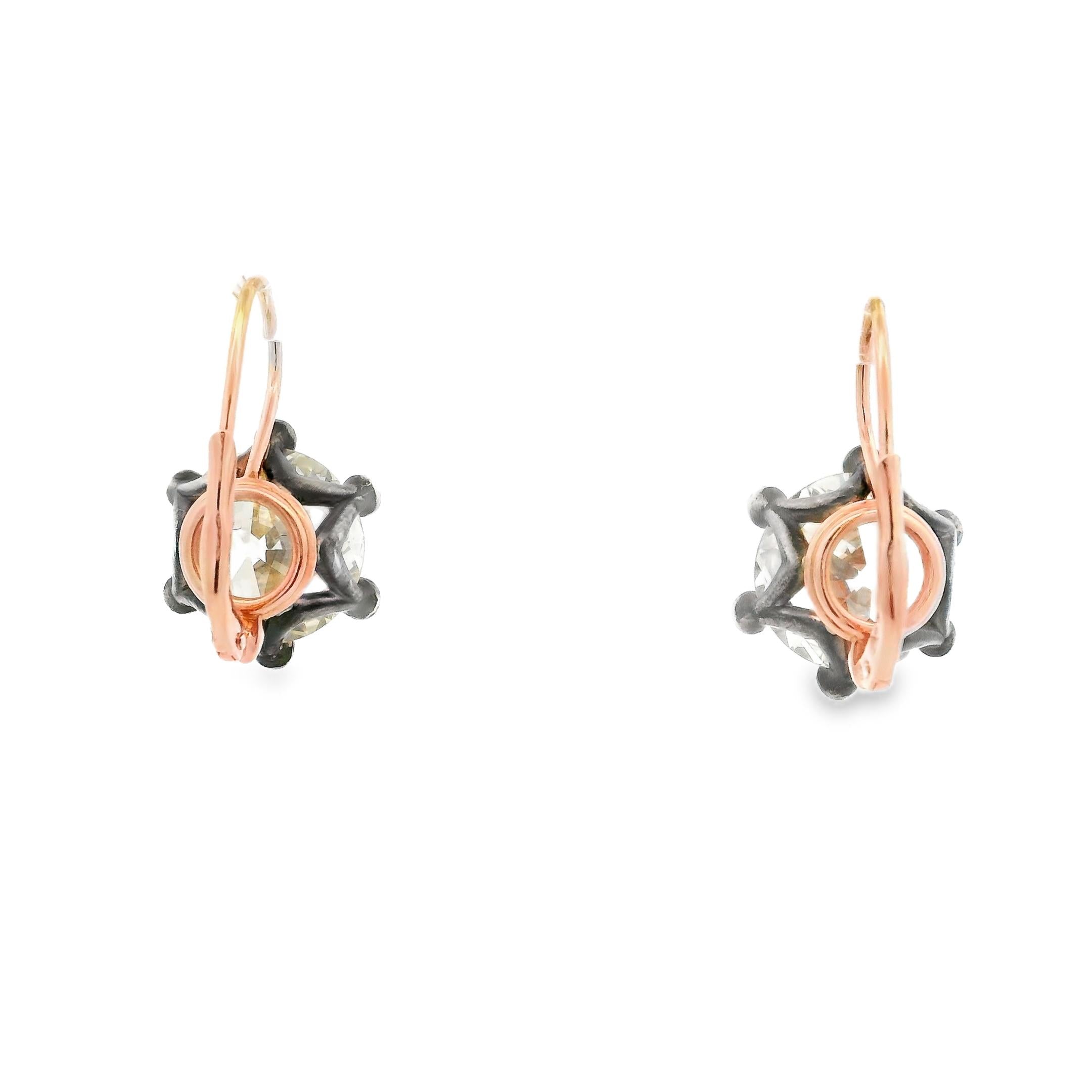 Old European Cut Diamond Dormeuse Earrings