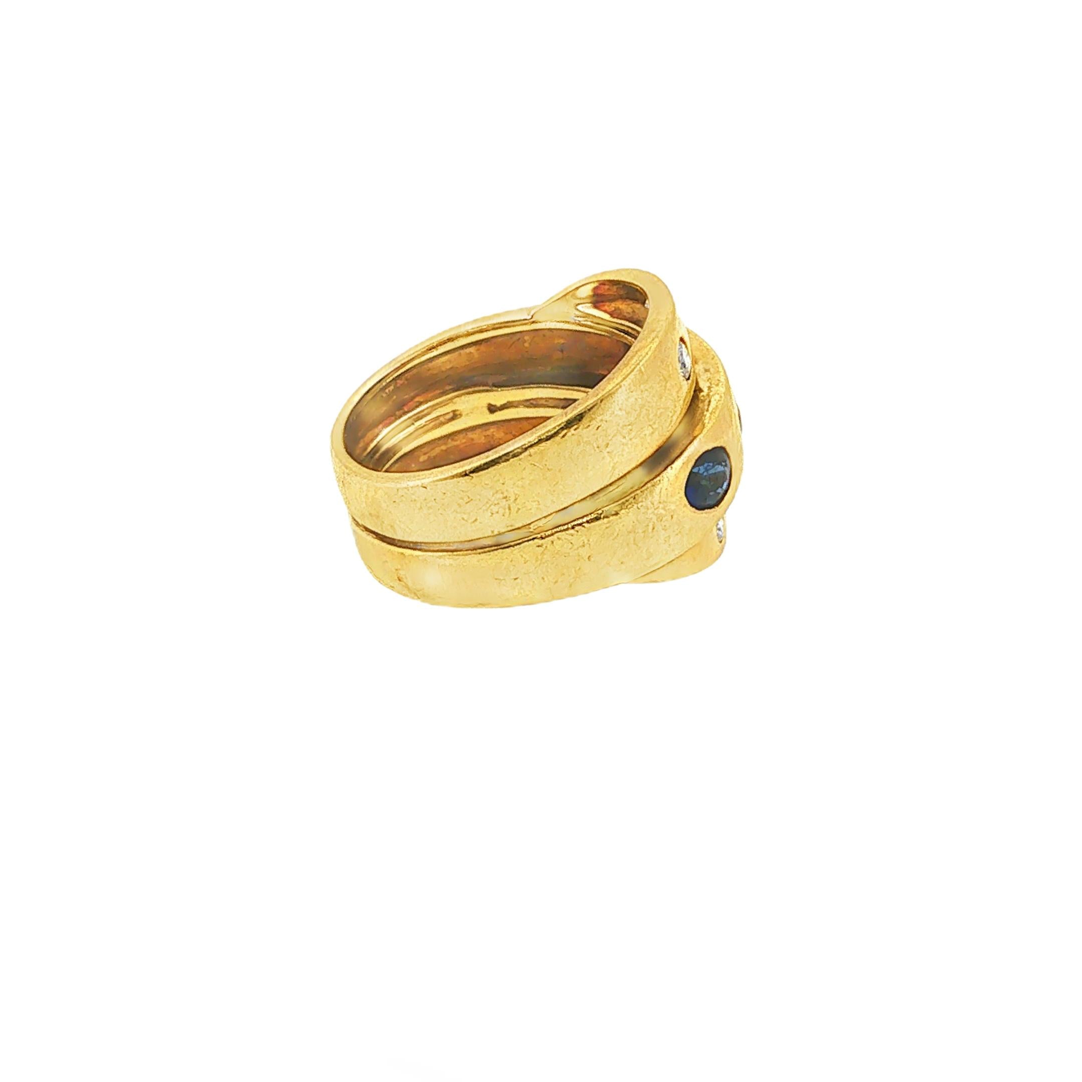 18K Gold Van Cleef & Arpels Ruby Sapphire Diamond Ring