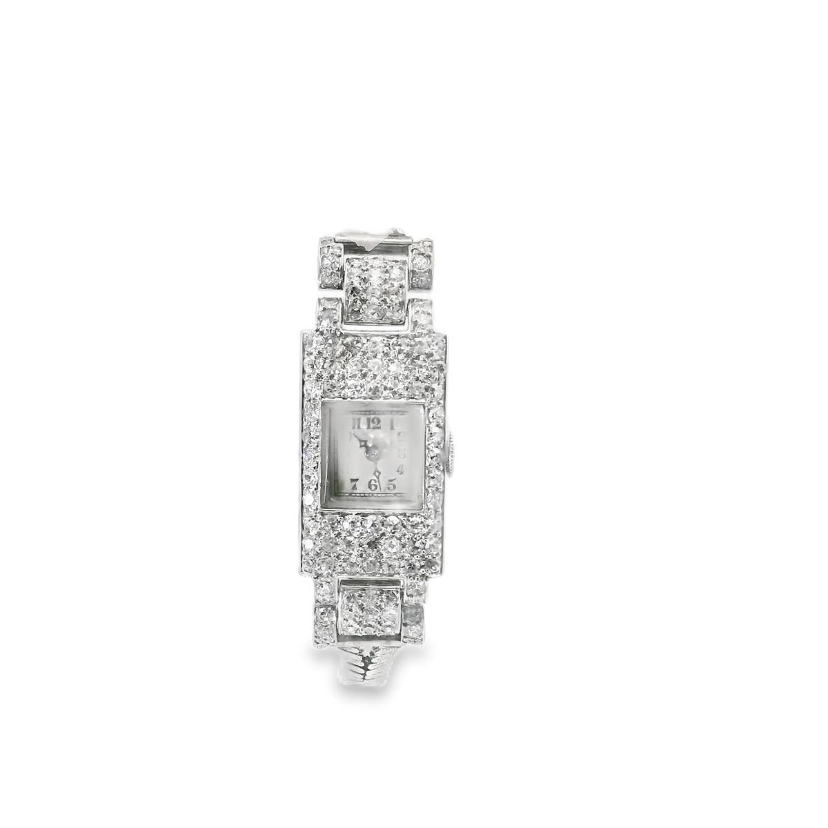 Platinum Van Cleef & Arpels Art Deco Diamond Watch Serial No. 27285 - 27.30GRA