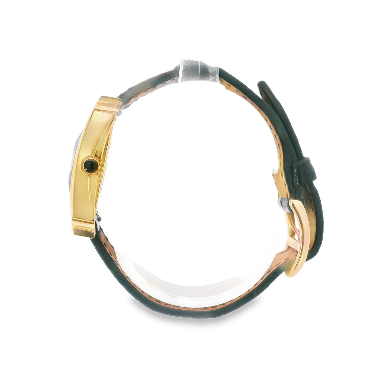 18k Yellow Gold Hermes 1990s Gold 7 Black Enamel Watch Heure H - 37.50GRAM