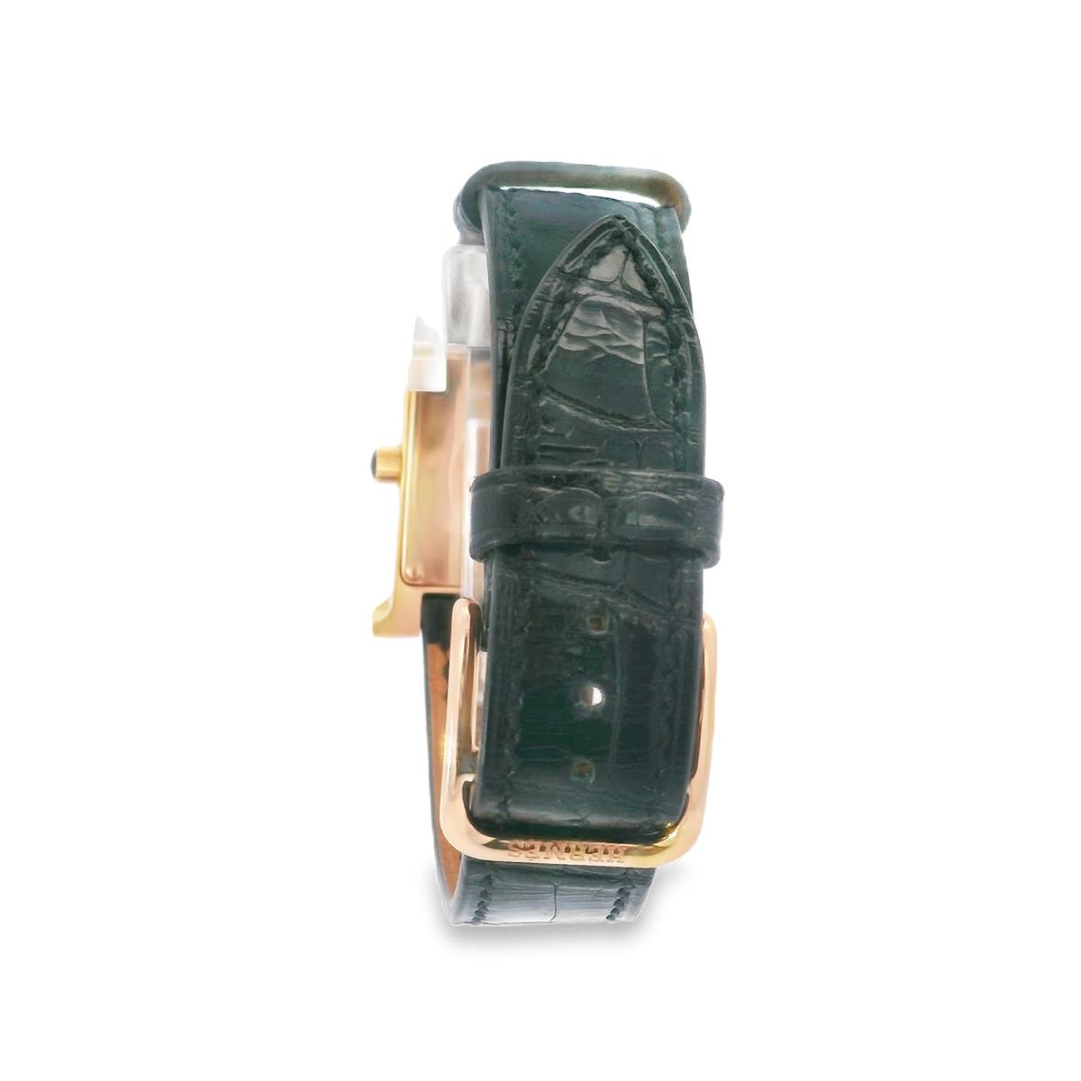 18k Yellow Gold Hermes 1990s Gold 7 Black Enamel Watch Heure H - 37.50GRAM