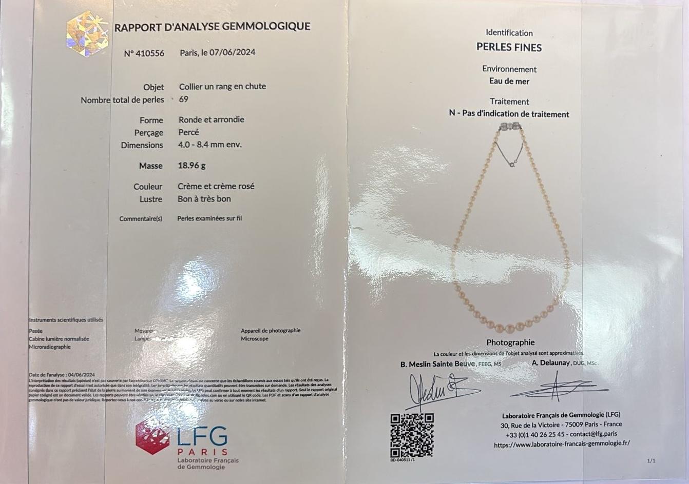 Platinum French natural pearl Necklace