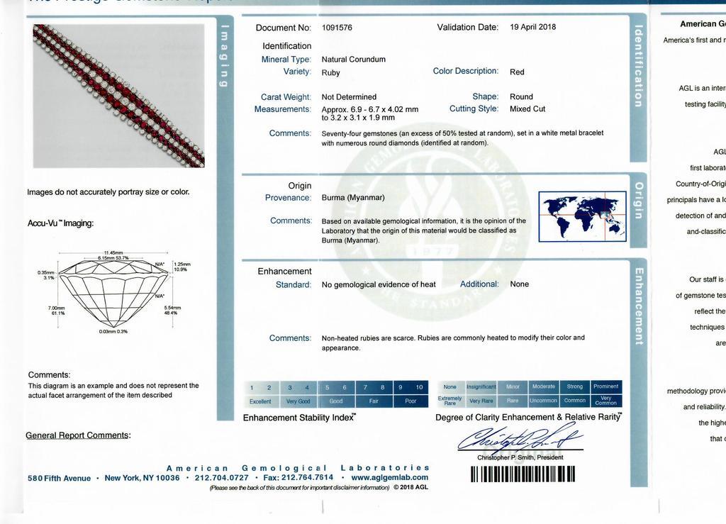 1960 Burmese Ruby and Diamond Bracelet in White Gold