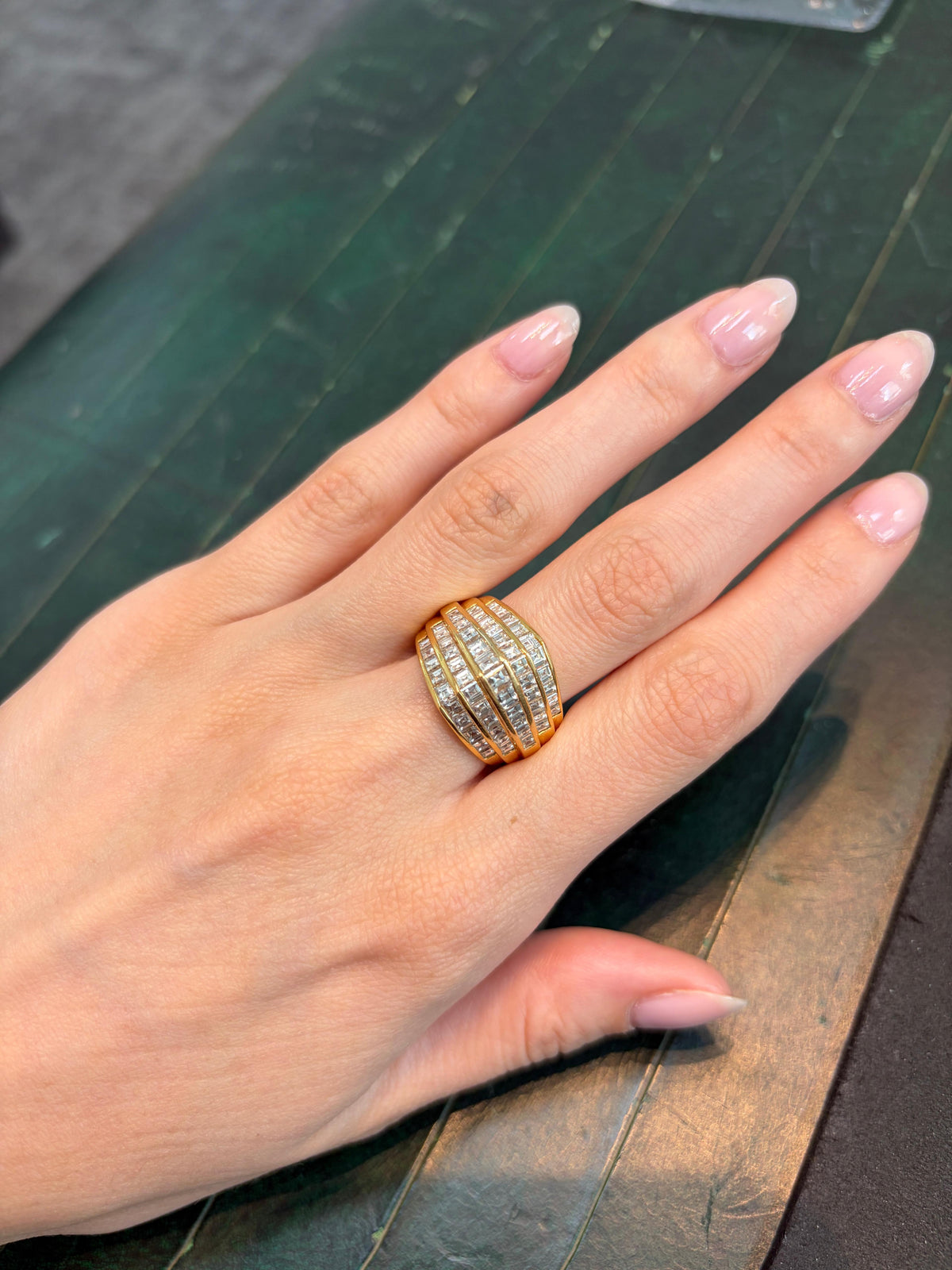 Oscar Heyman Five-Row Diamond and 18K Gold Ring