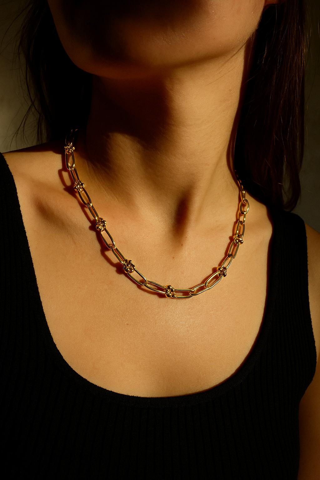 Italian Beaded-Link Necklace in 14K Gold