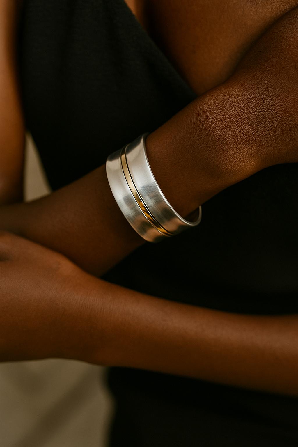 Cartier 1960s Sterling Silver & Gold Bangle — Designed by Michael Bondanza