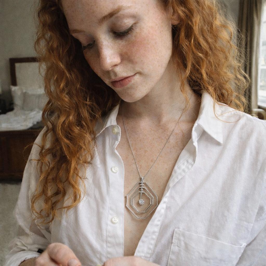 Daniel K Platinum Geometrical Diamond Pendant, GIA 0.84ct F/SI, Contemporary