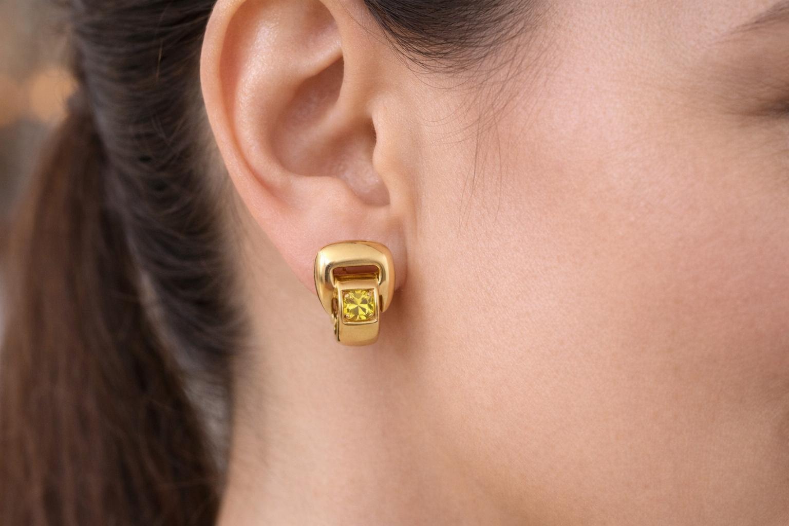 18K Yellow Gold Hermes Yellow Sapphire Earrings