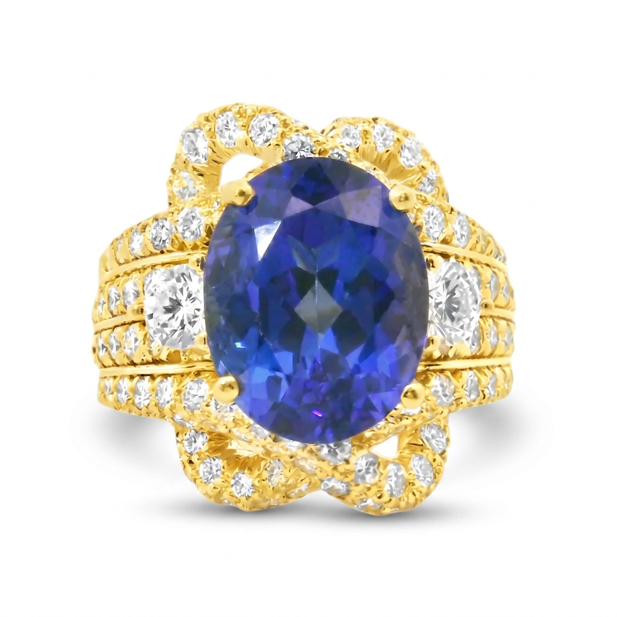 1980 Henry Dunay Tanzanite and Diamond Ring