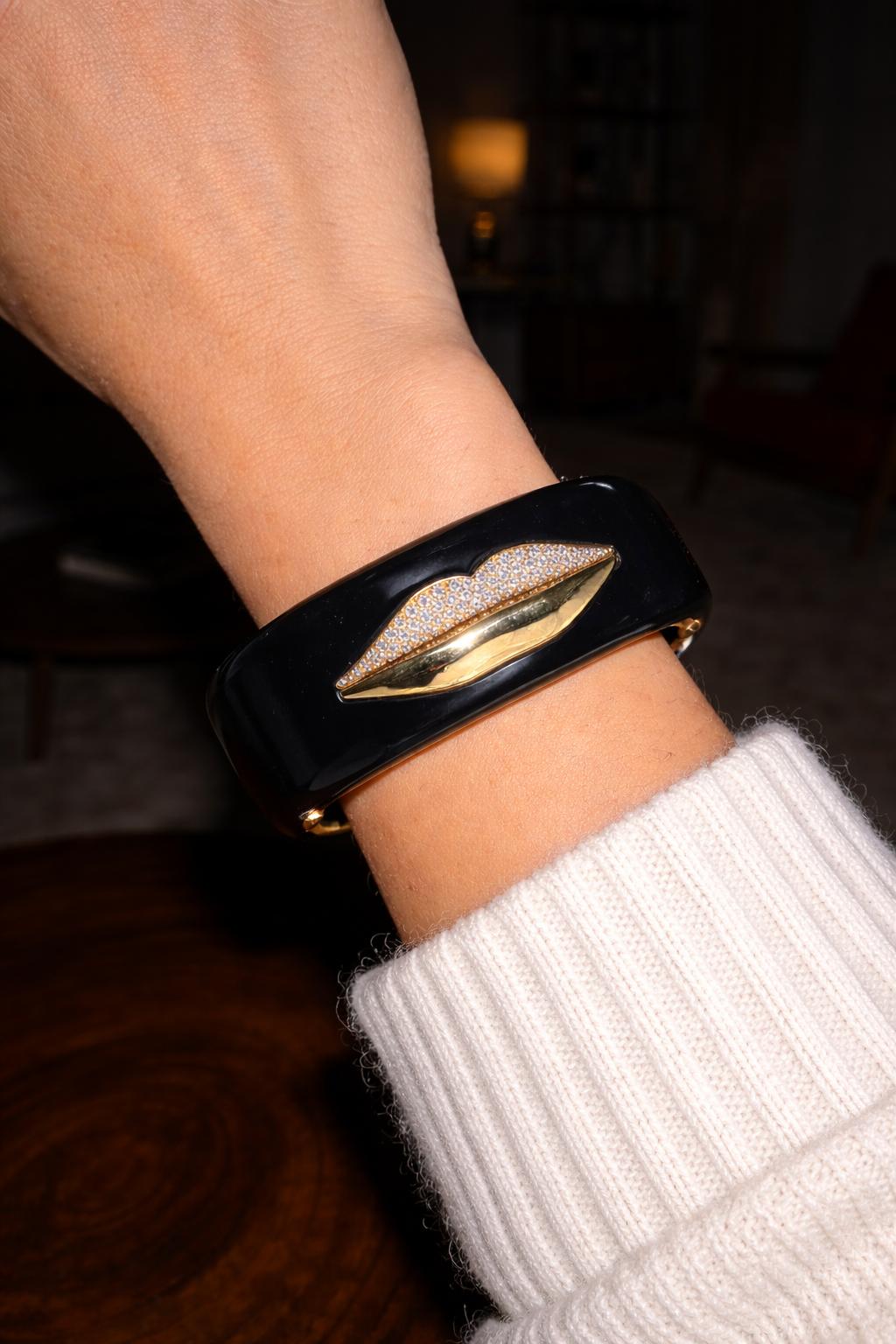 Enigma by Gianni Bulgari: Diamond Lips Bangle in Gold & Wood