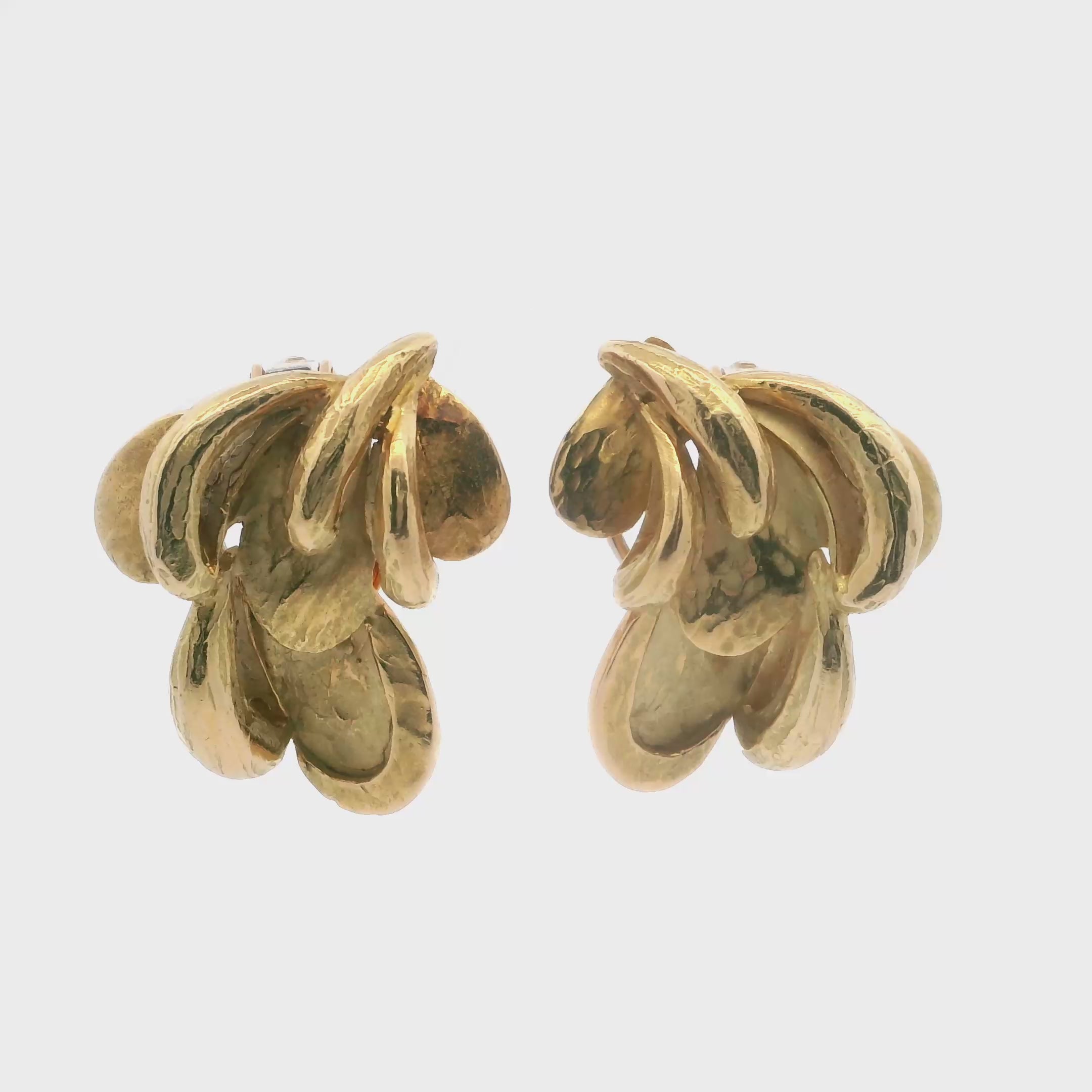 18K Chaumet Leaft Textured Earrings