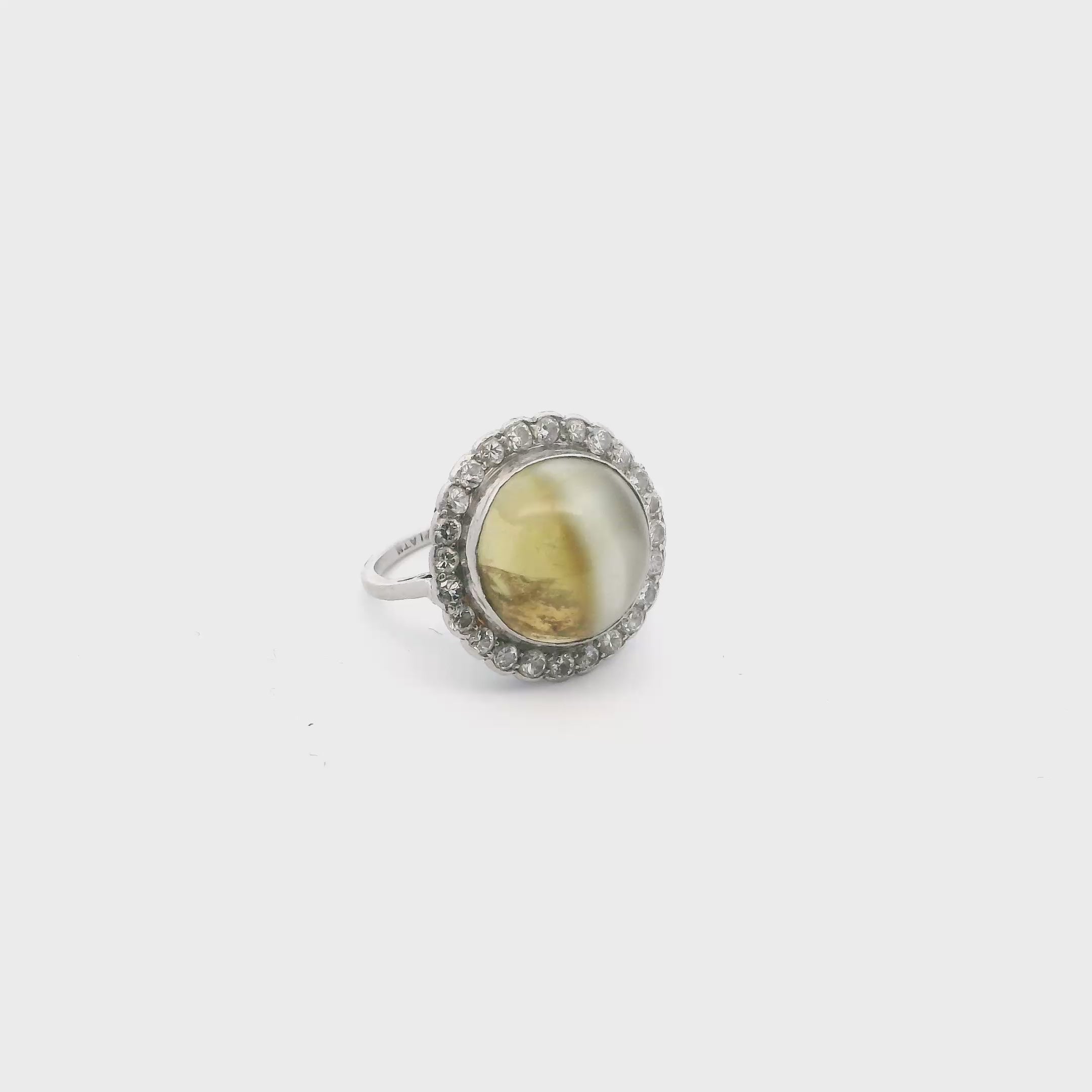 Platinum Cat’s Eye and Diamond Ring, Circa 1920