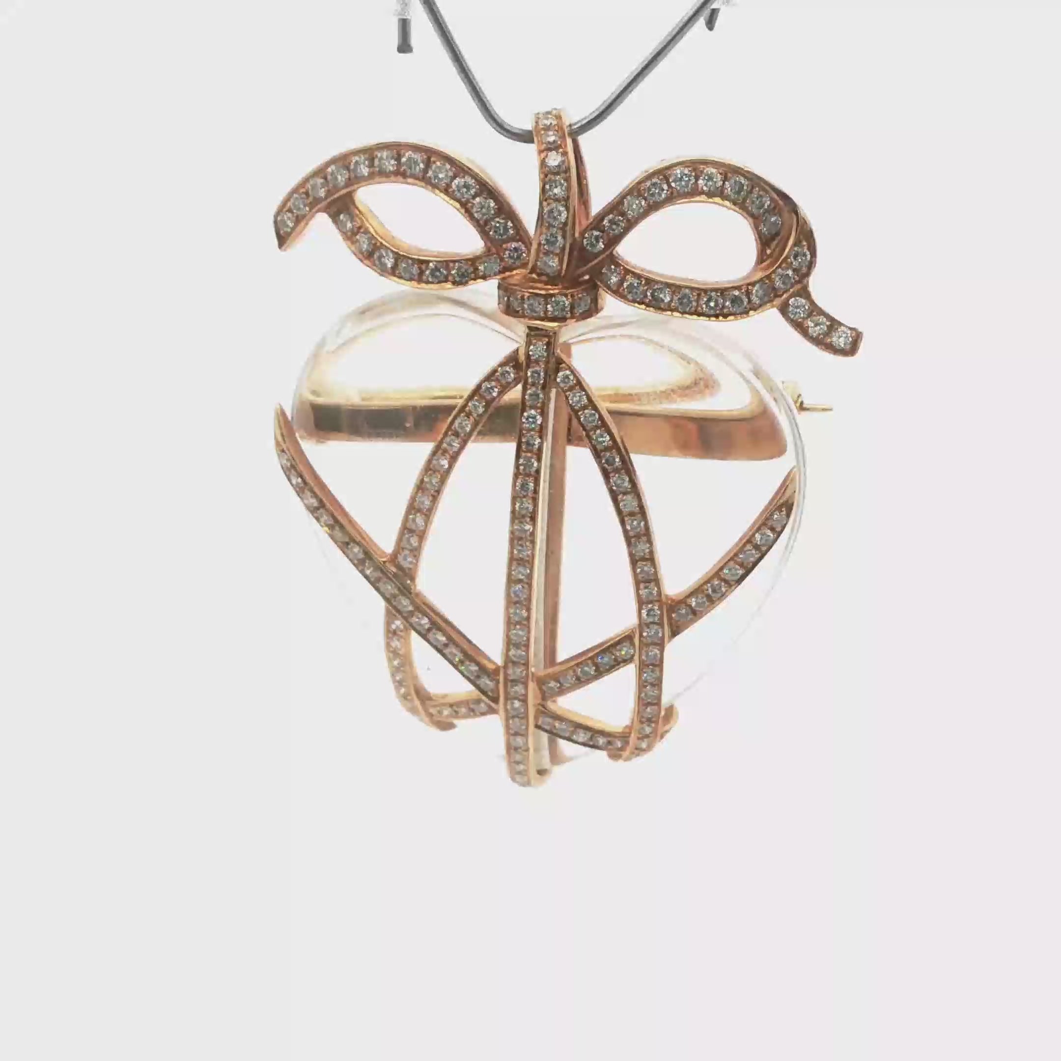 18K 1950's Crystal Diamond Heart Pendant