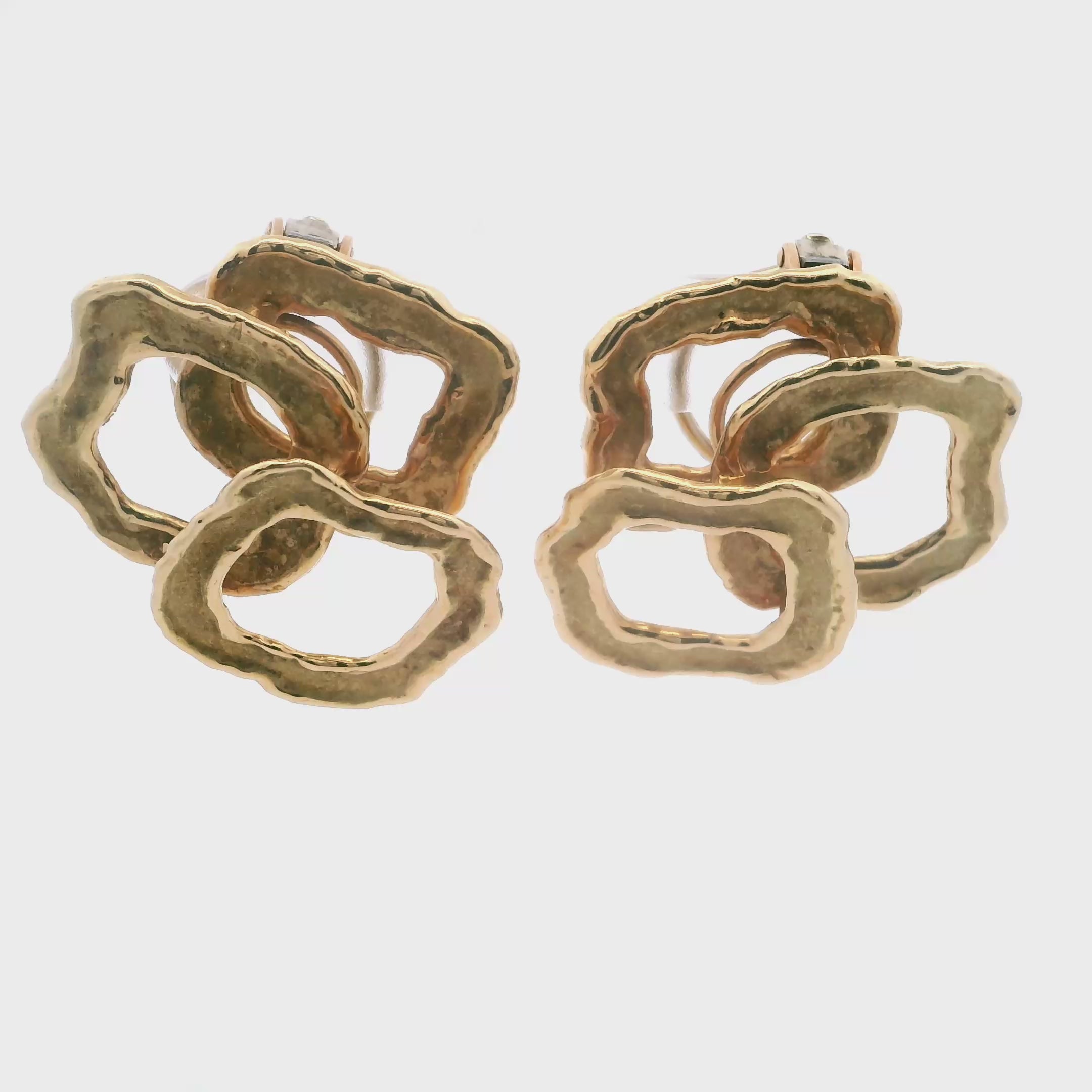 18K Chaumet Textured Gold Earrings