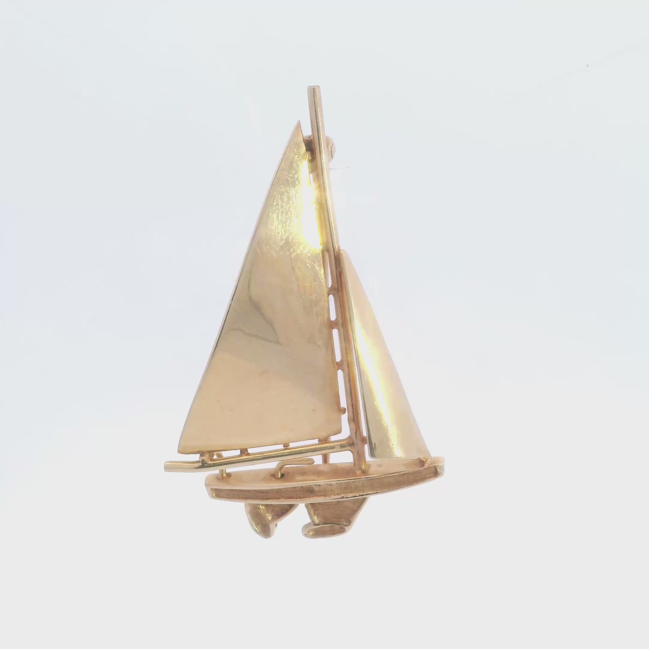 14K Tiffany & Co Nautical Retro Sail Boat Brooch