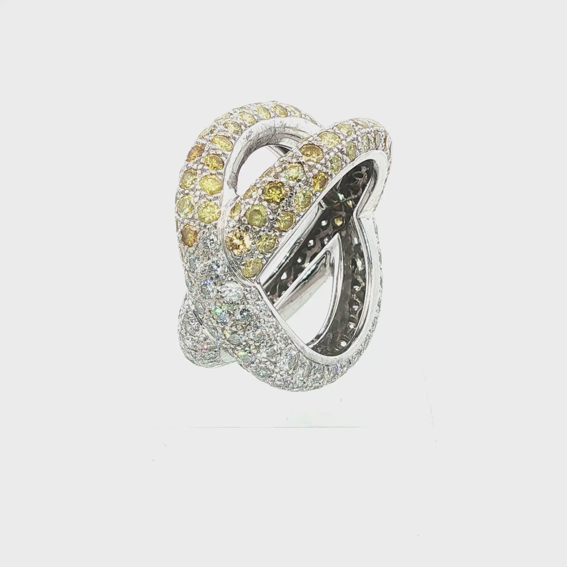 18K White Gold CLAUDE BEHAR Yellow and White Diamond Ring