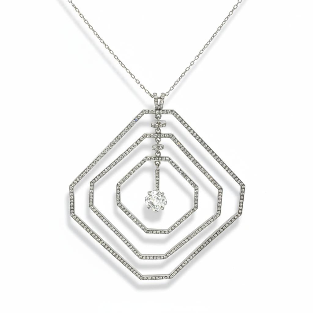 Daniel K Platinum Geometrical Diamond Pendant, GIA 0.84ct F/SI, Contemporary
