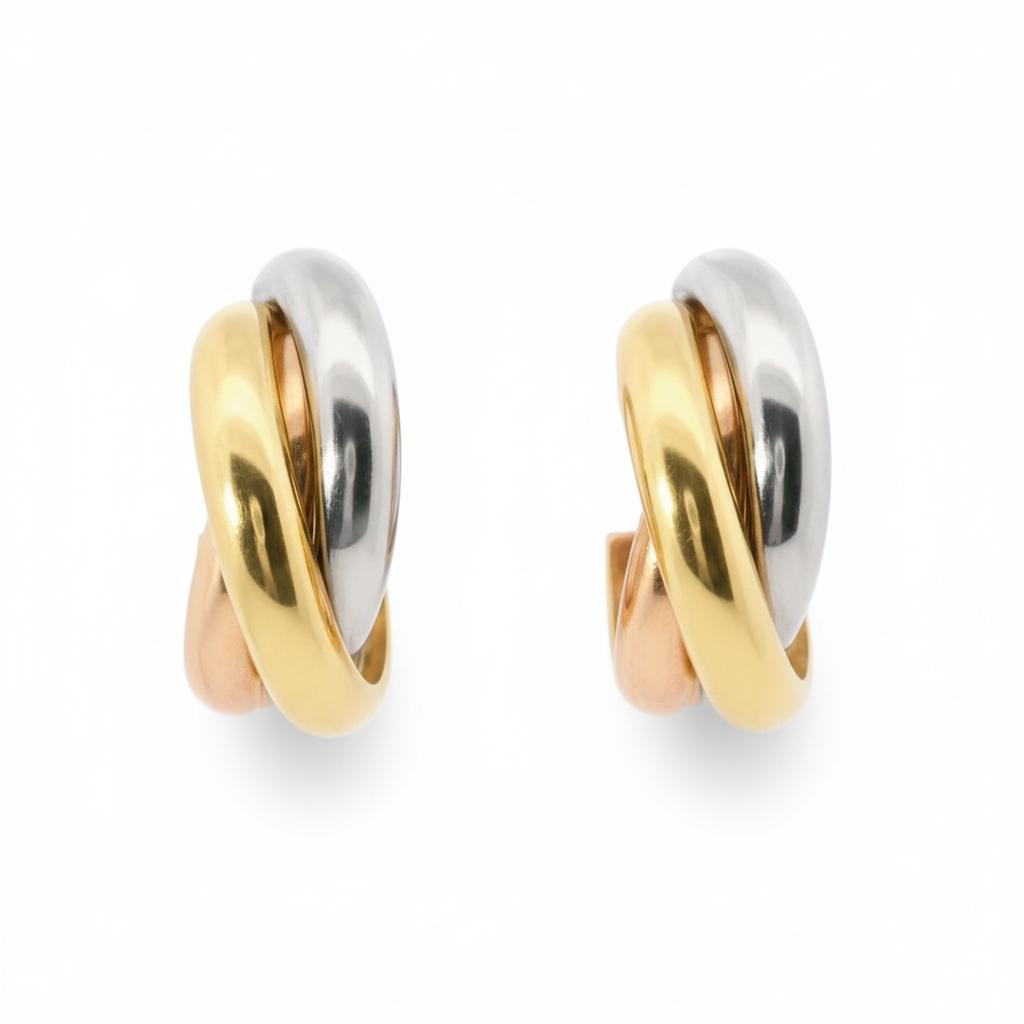 Cartier Trinity Earrings – 18K Yellow, White & Rose Gold – 1980s, France
