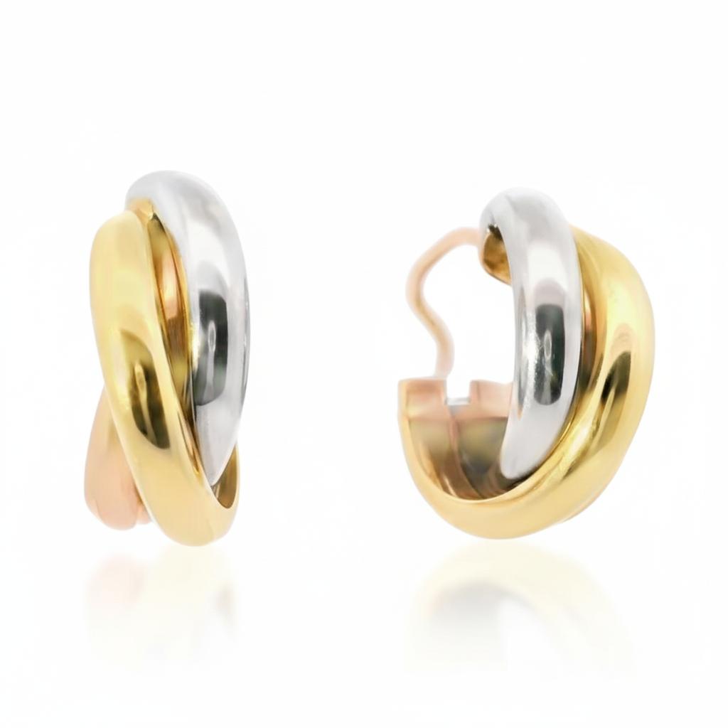 Cartier Trinity Earrings – 18K Yellow, White & Rose Gold – 1980s, France