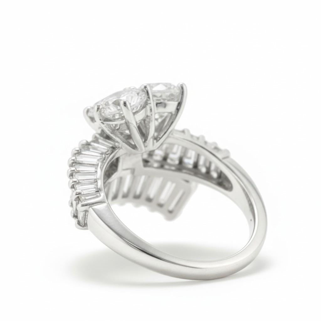 French Platinum & Gold Diamond Cocktail Ring Circa 1950s