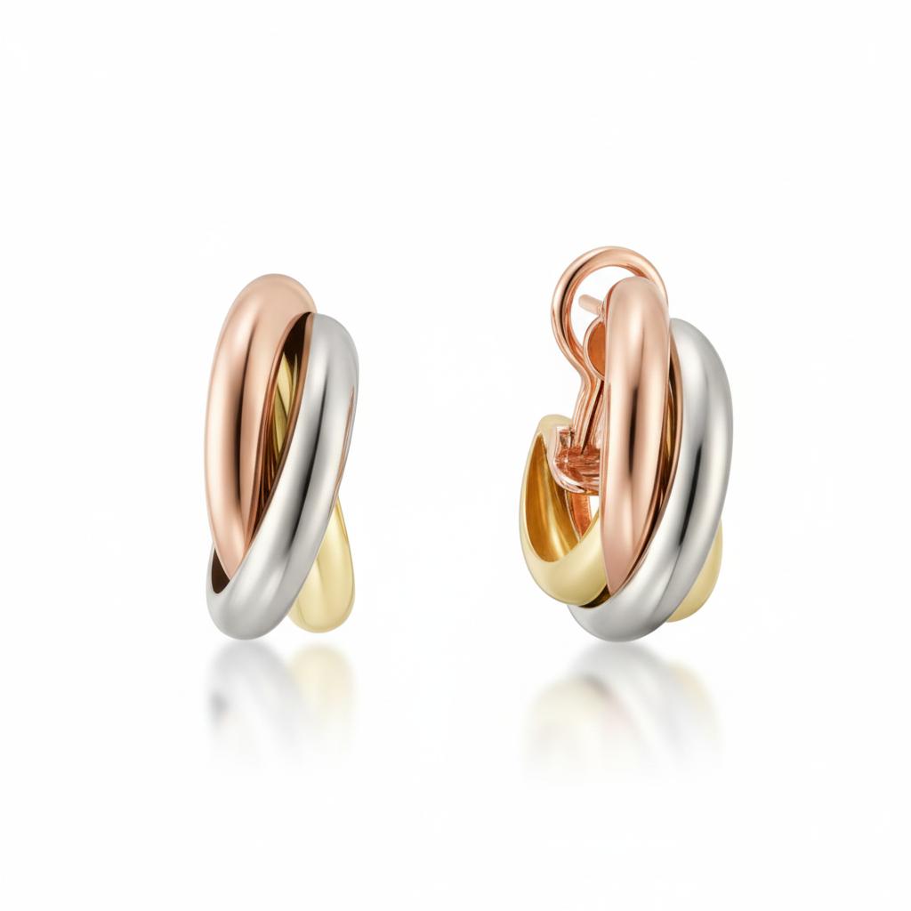 Cartier Trinity Earrings – 18K Yellow, White & Rose Gold – 1980s, France