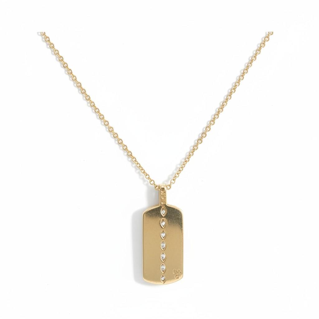 14K Gold Diamond Bar Pendant Necklace