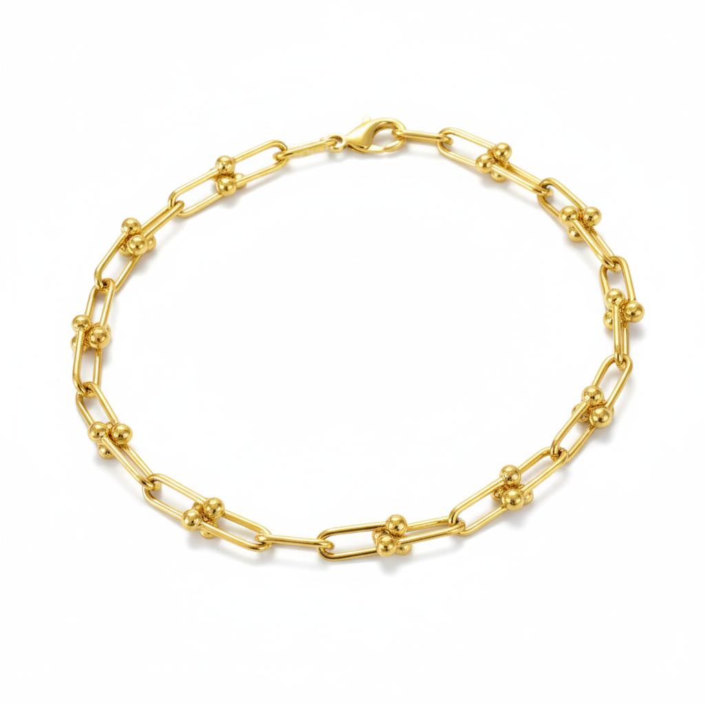 Italian Beaded-Link Necklace in 14K Gold