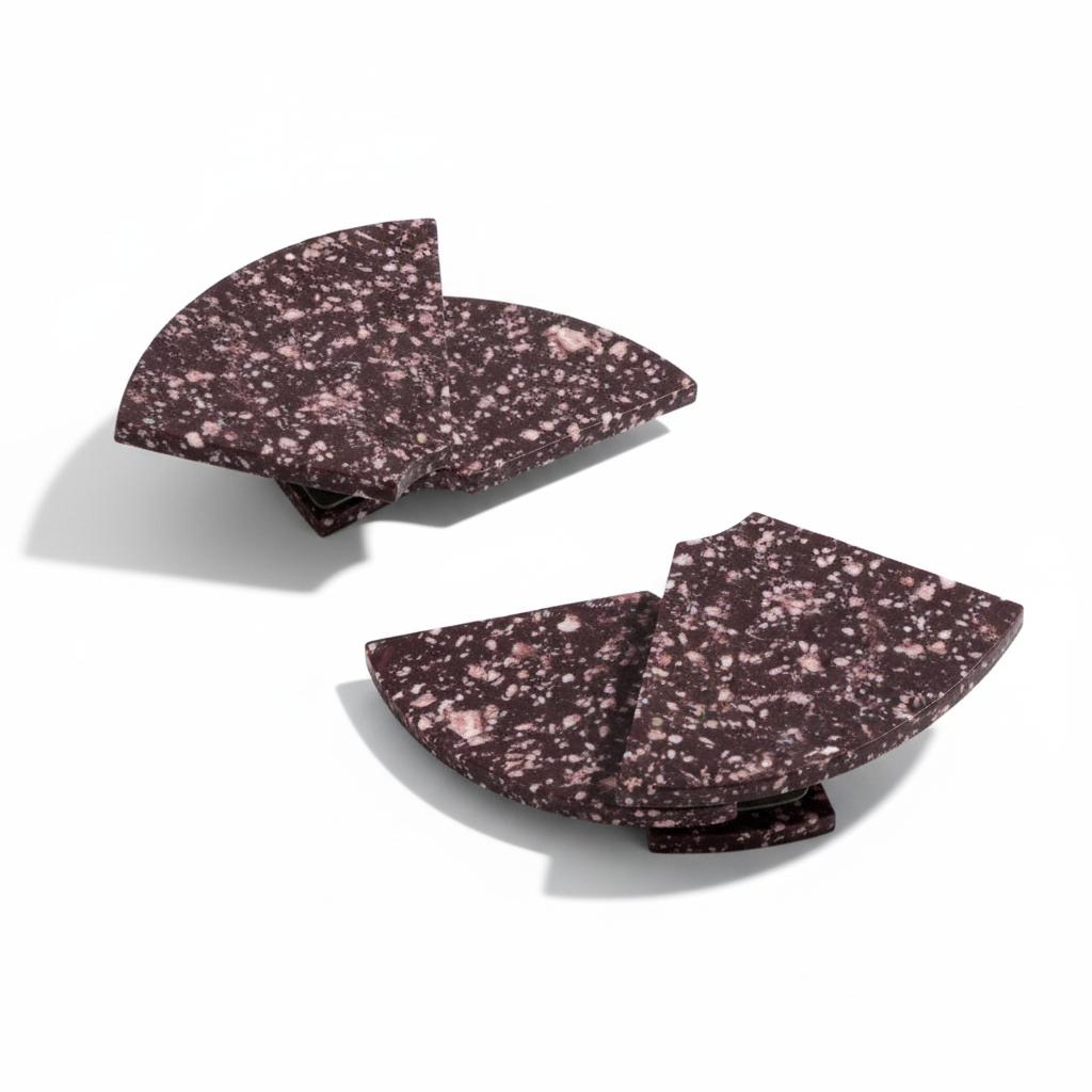 18k Yellow Gold JAR 2000s Earrings Porphyry Fan in hard Red Stone