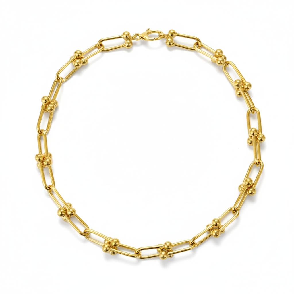 Italian Beaded-Link Necklace in 14K Gold