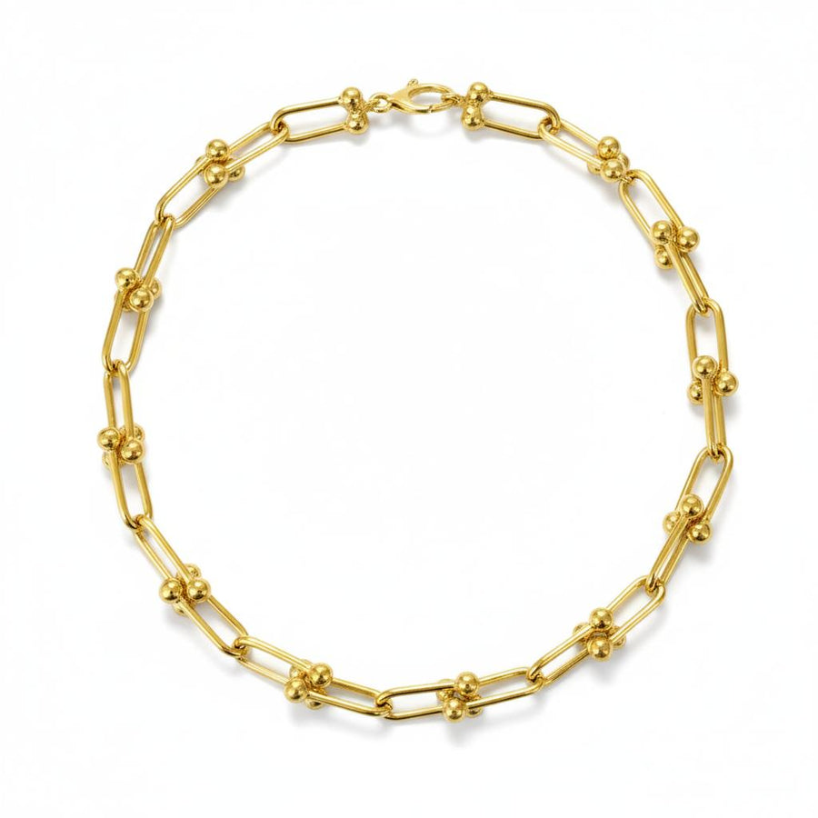 Italian Beaded-Link Necklace in 14K Gold, second view