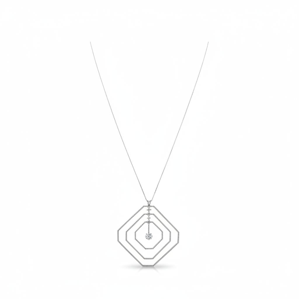 Daniel K Platinum Geometrical Diamond Pendant, GIA 0.84ct F/SI, Contemporary