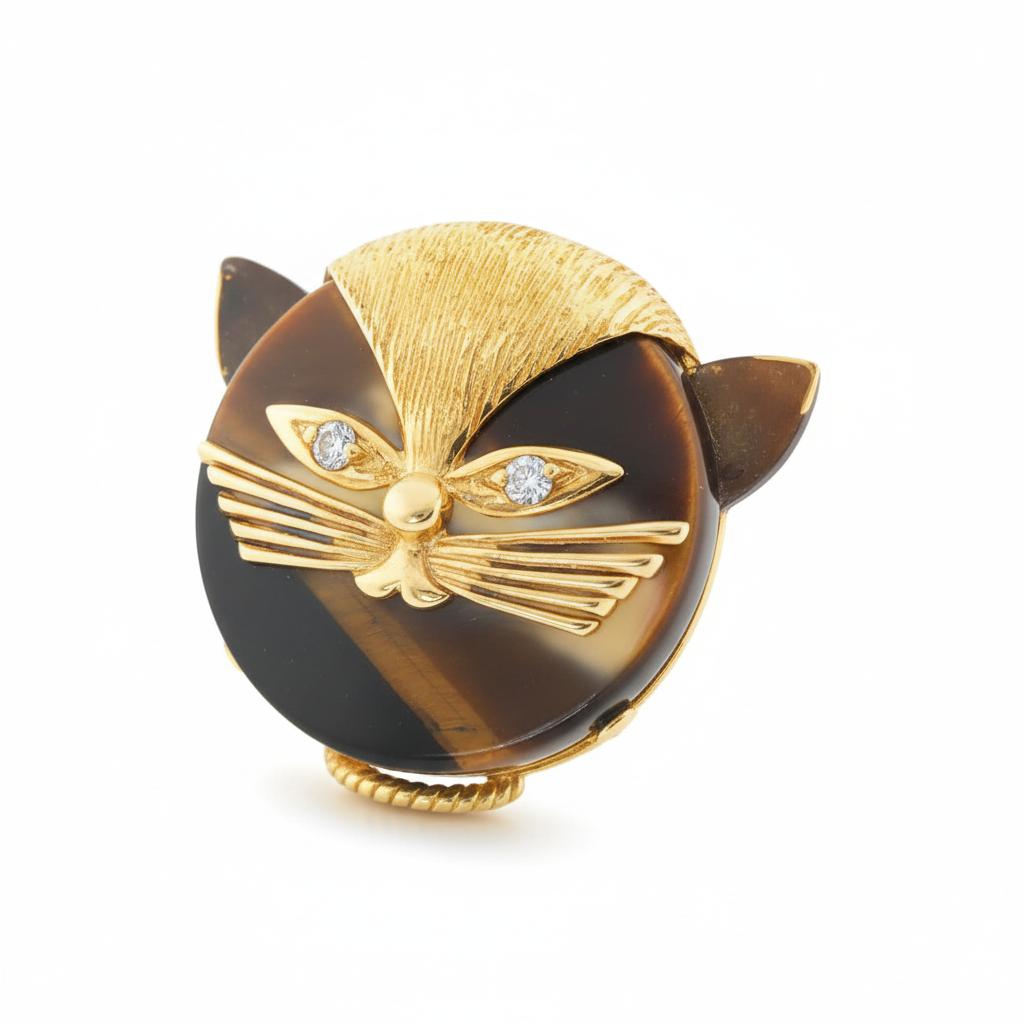 Cartier Tiger’s Eye Feline Brooch France, 1970