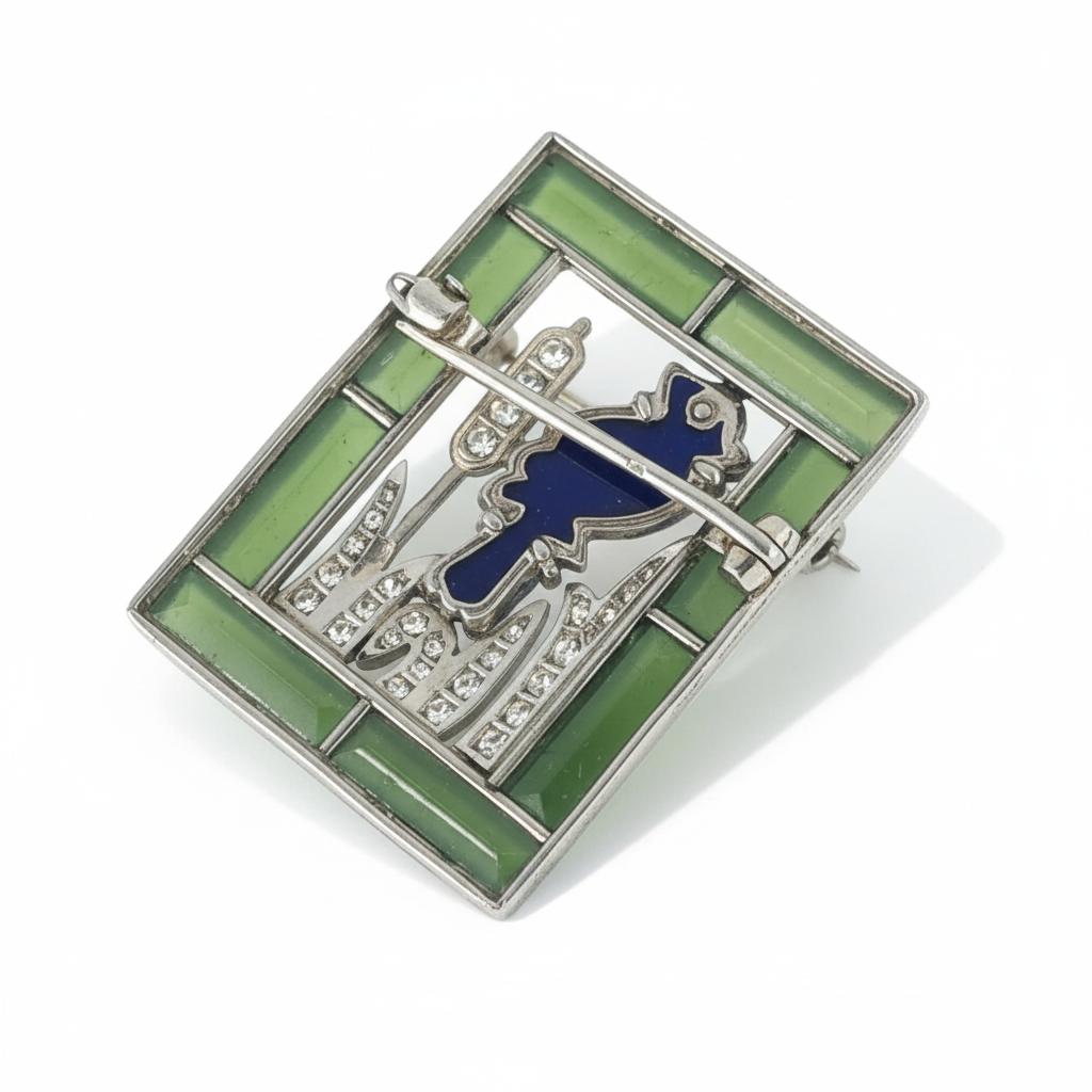 Cartier Lapis Lazuli, Nephrite & Diamond Bird Brooch Circa 1930