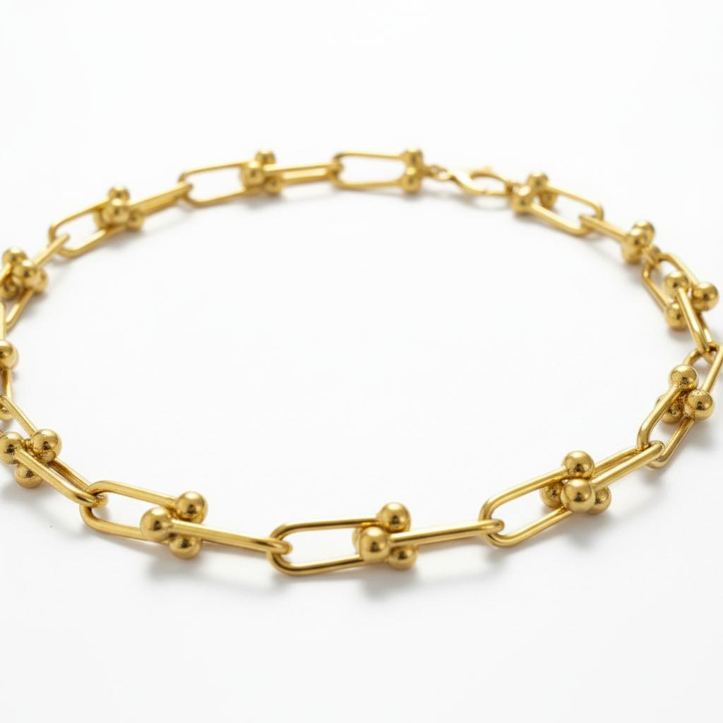 Italian Beaded-Link Necklace in 14K Gold