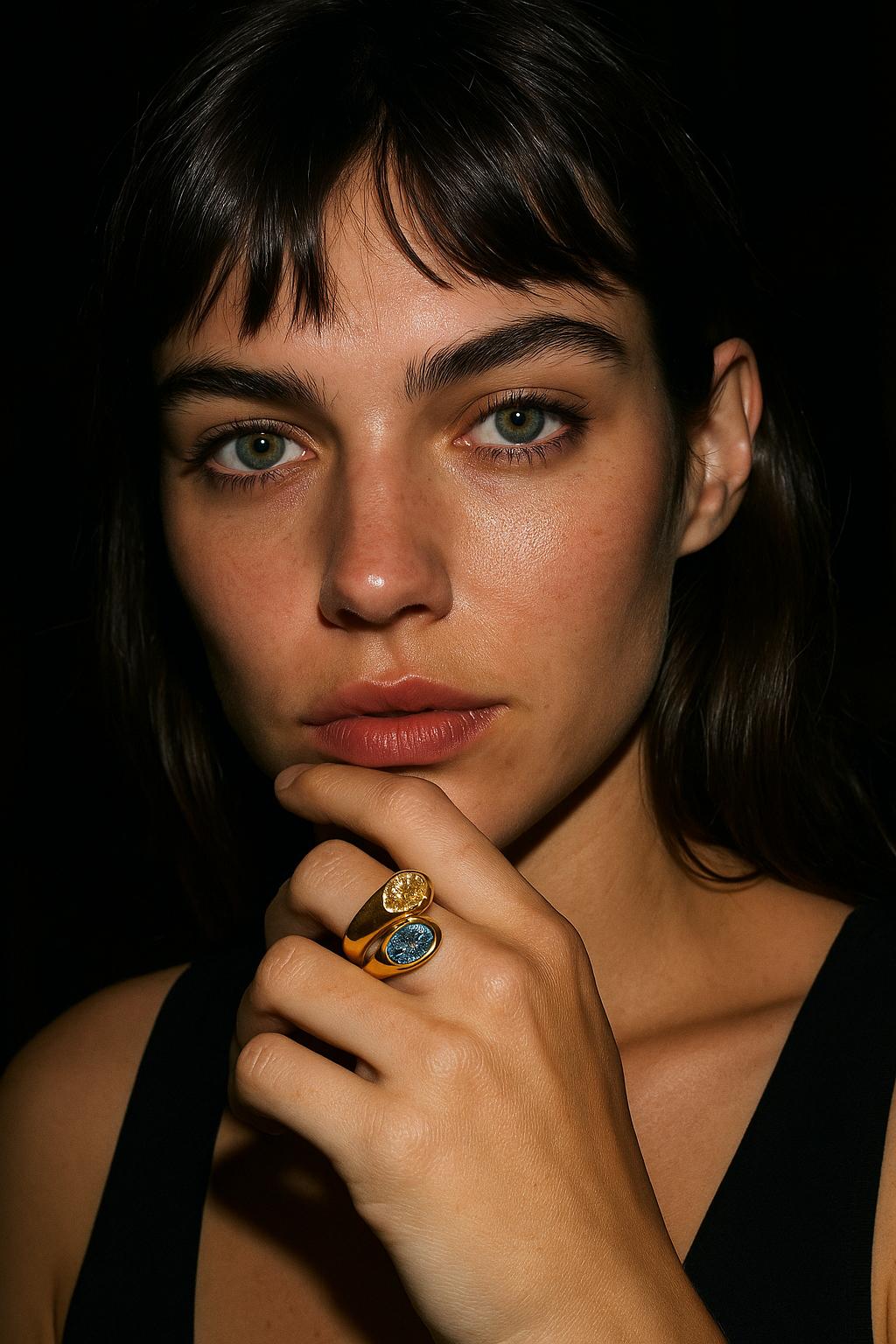 French 1970s Yellow and Blue Sapphire Toi et Moi Ring in 18k Gold