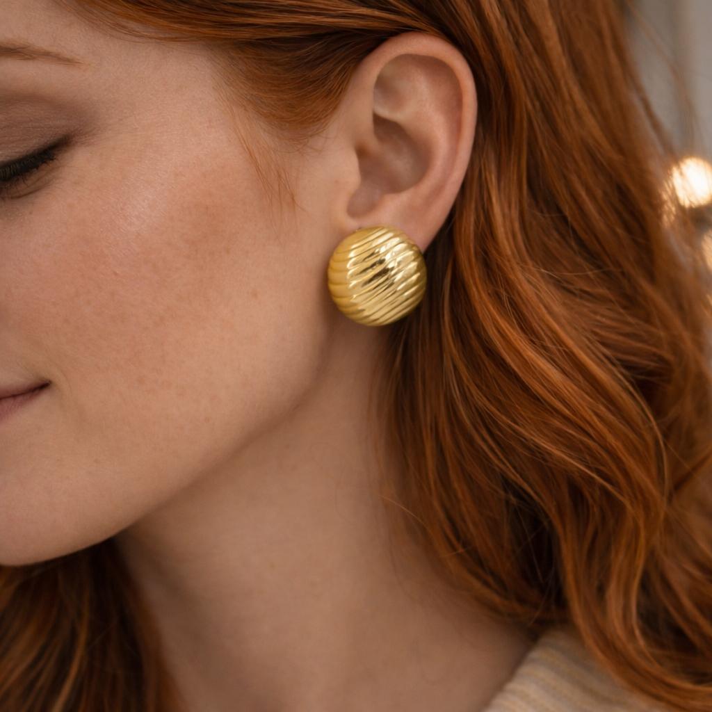 Tiffany & Co. Textured Gold Earrings United States, 1970s.