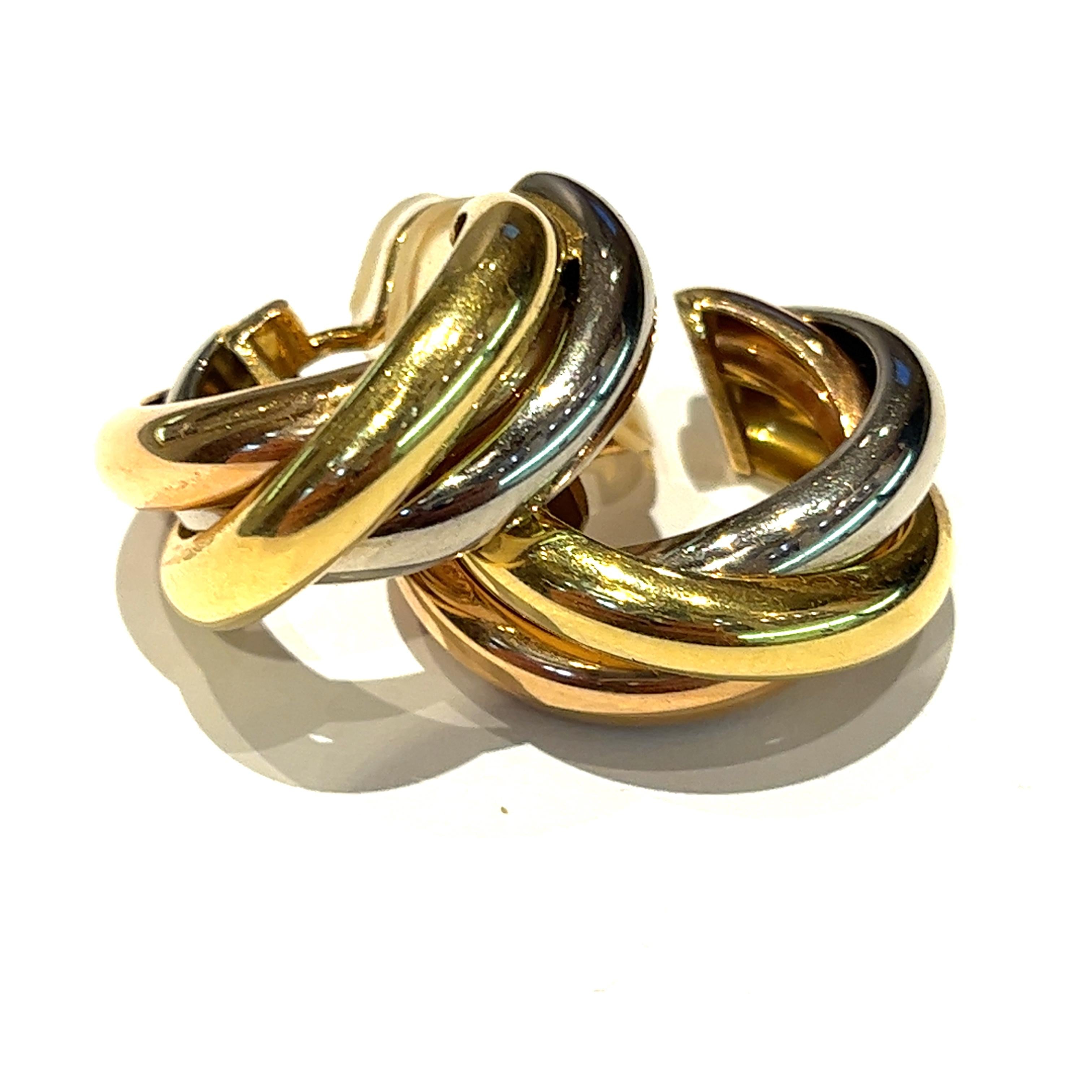 Cartier Trinity Earrings – 18K Yellow, White & Rose Gold – 1980s, France