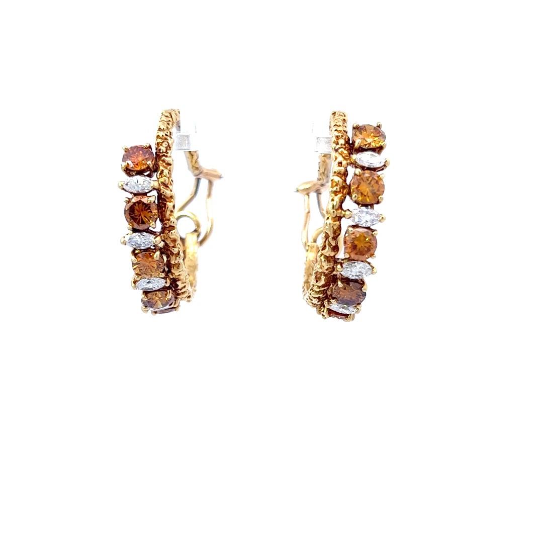 Van Cleef & Arpels Orange and White Diamond Clip Earrings, 1970s
