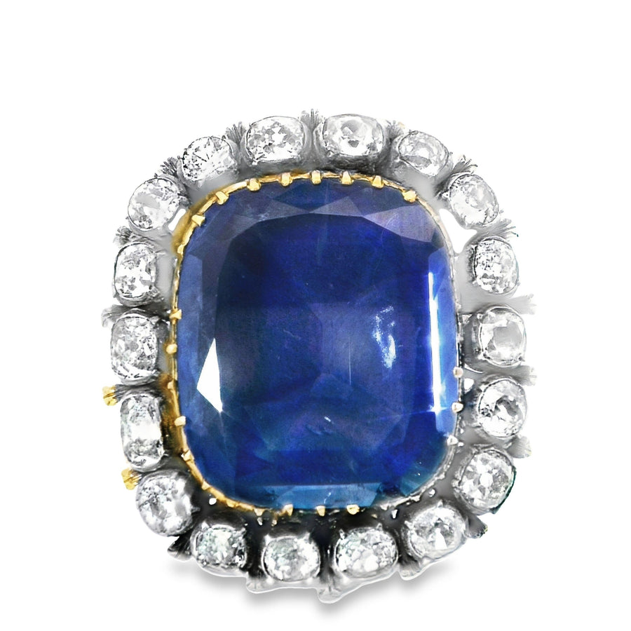 18k Yellow Gold  Victorian Diamond  Sapphire Ring