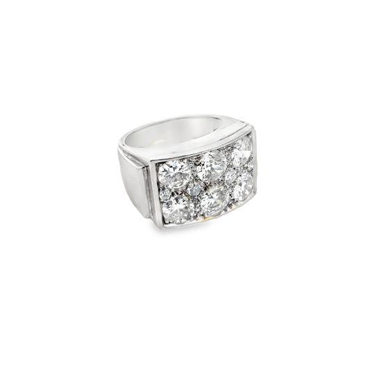 1930s French Art Deco Platinum and Old European-Cut Diamond Ring