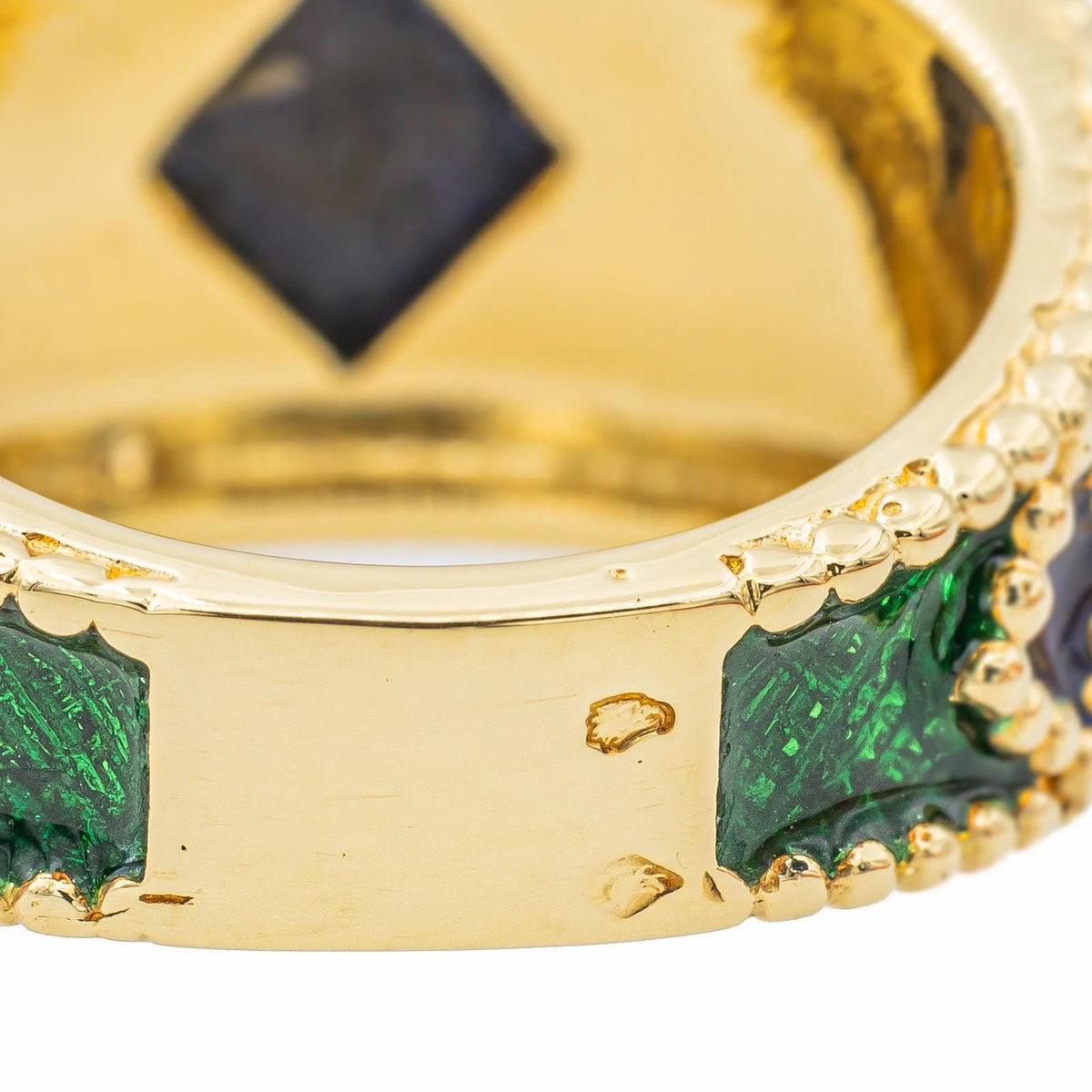 1970s Fred Paris Enamel and 18K Gold Bracelet and Ring Set