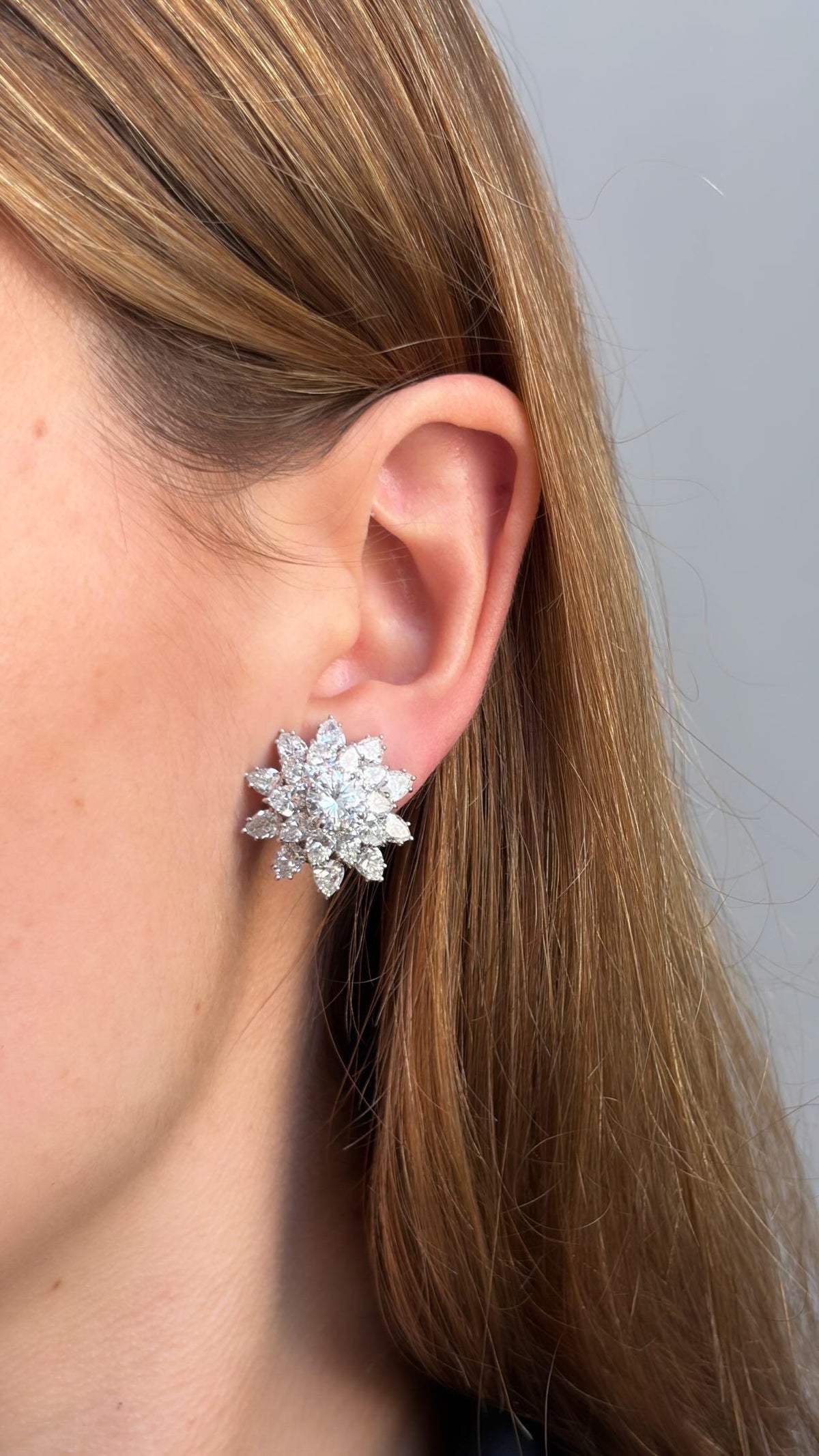 Harry Winston Diamond Cluster Earrings in 18K White Gold