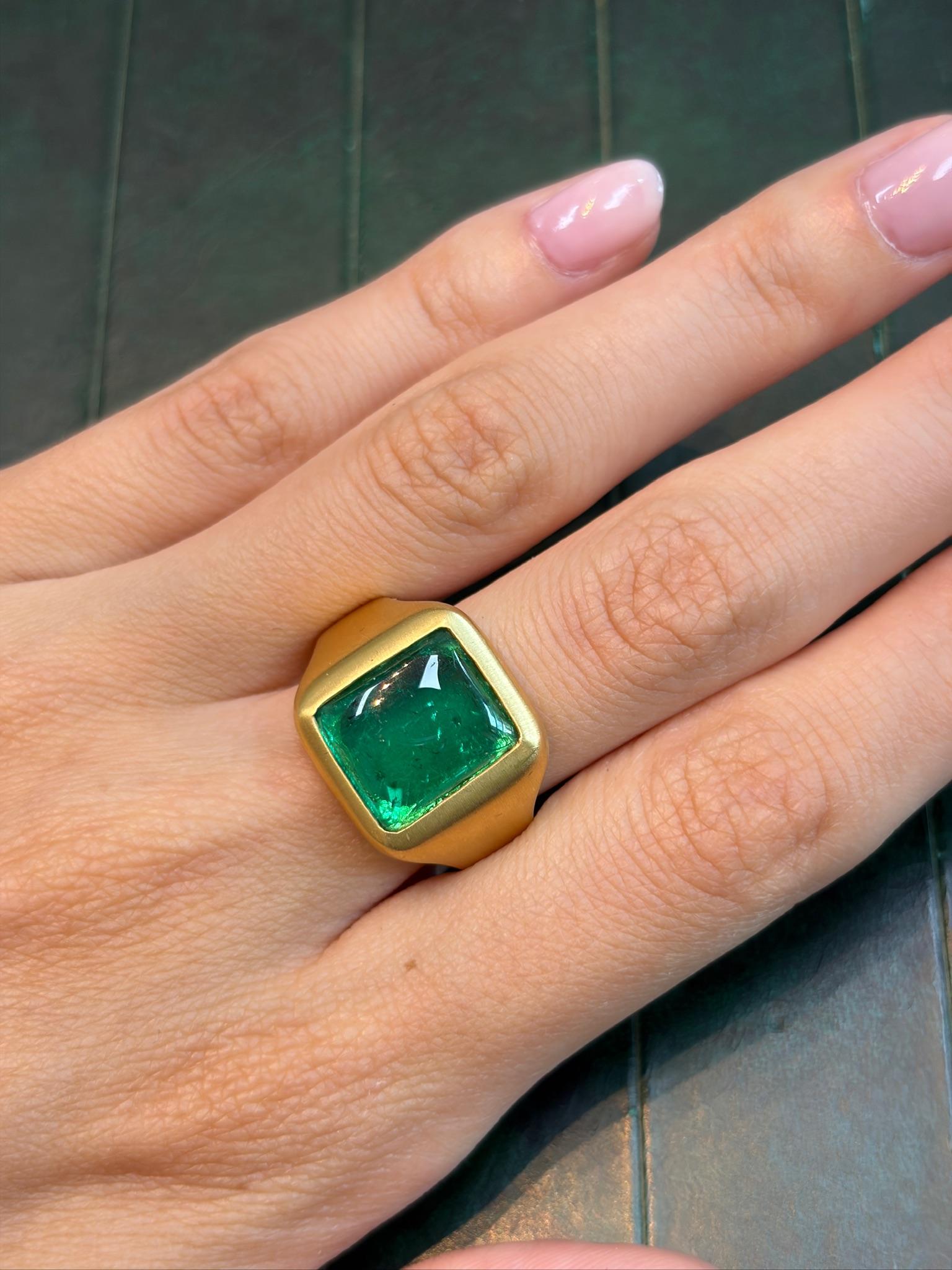 Colombian Emerald Ring AGL Certified, 21K Gold