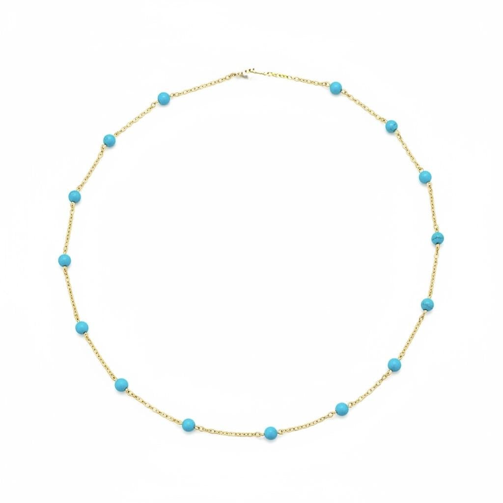 Italian Turquoise and Gold Chain Necklace