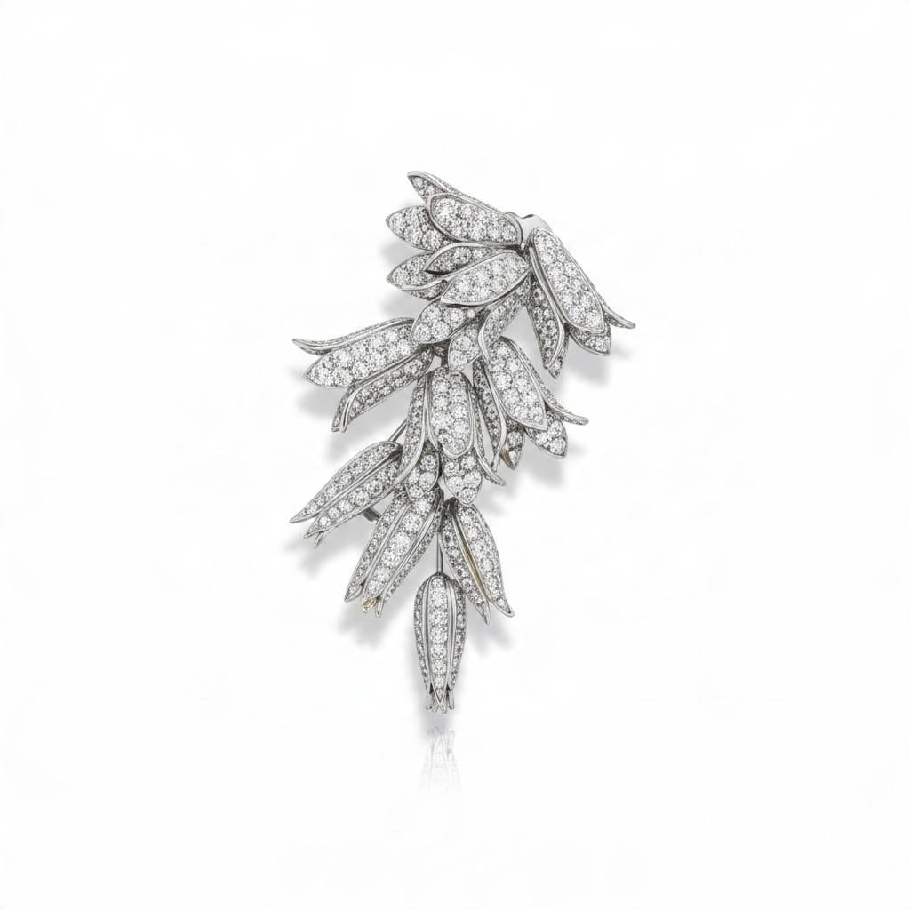 Marchak Diamond Floral Spray Brooch in Platinum, circa 1940