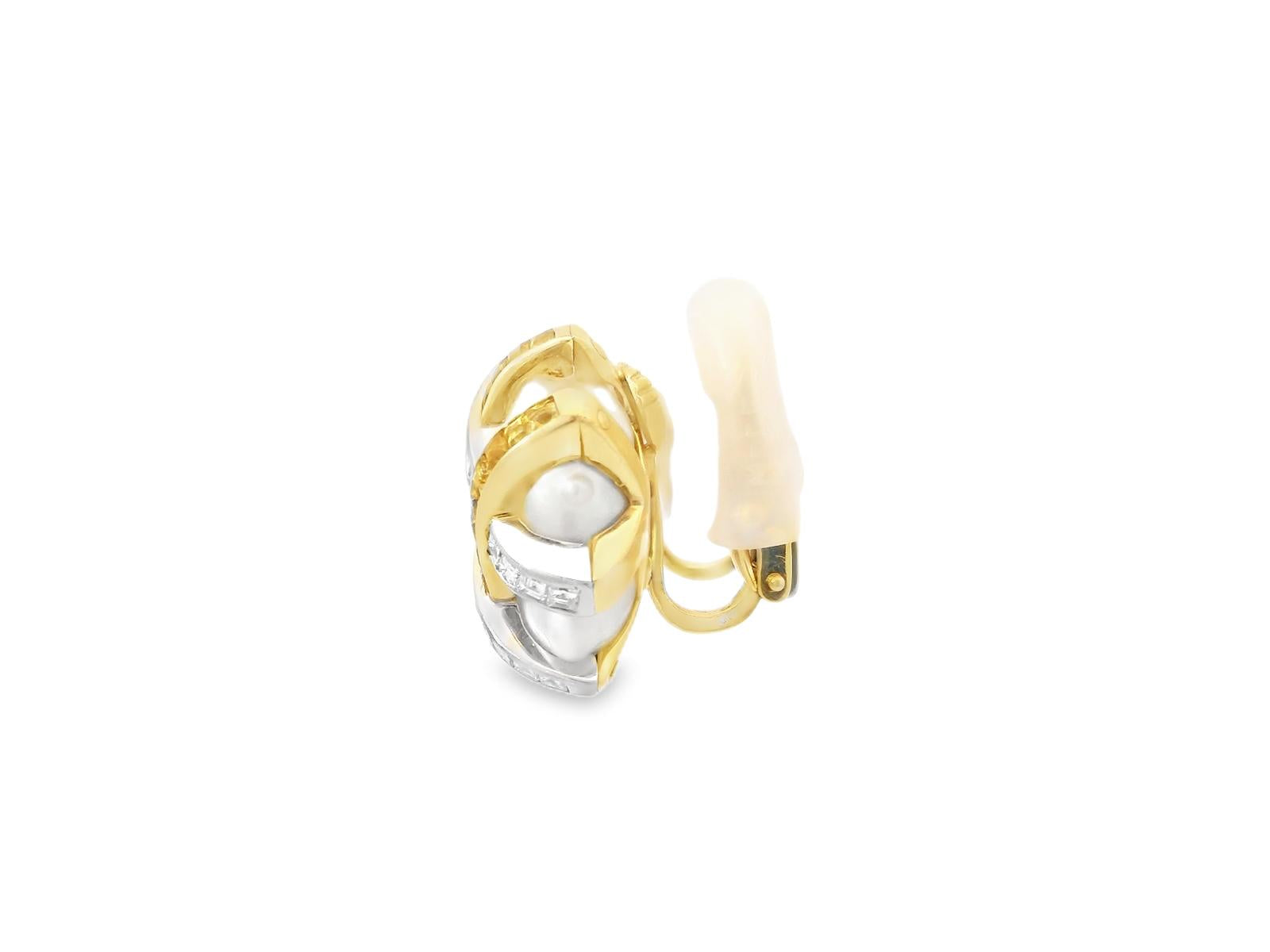 18k and platinum baroque pearl, diamond, yellowsapphire earrings (earrings conv