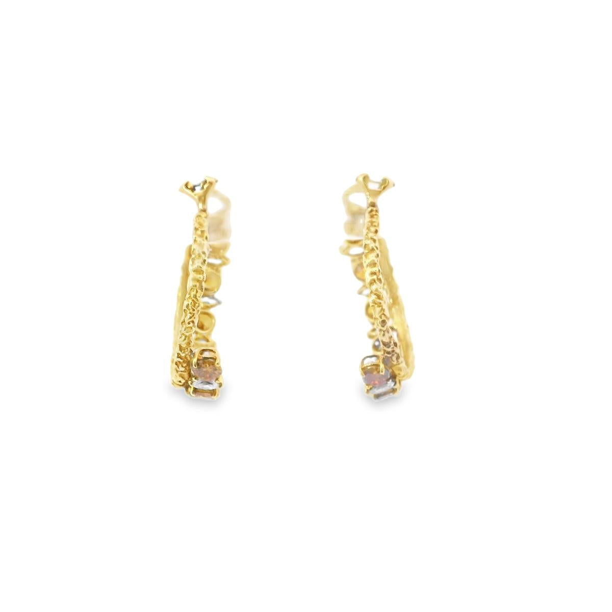 Van Cleef & Arpels Orange and White Diamond Clip Earrings in 18K Gold, 1970s, view 6